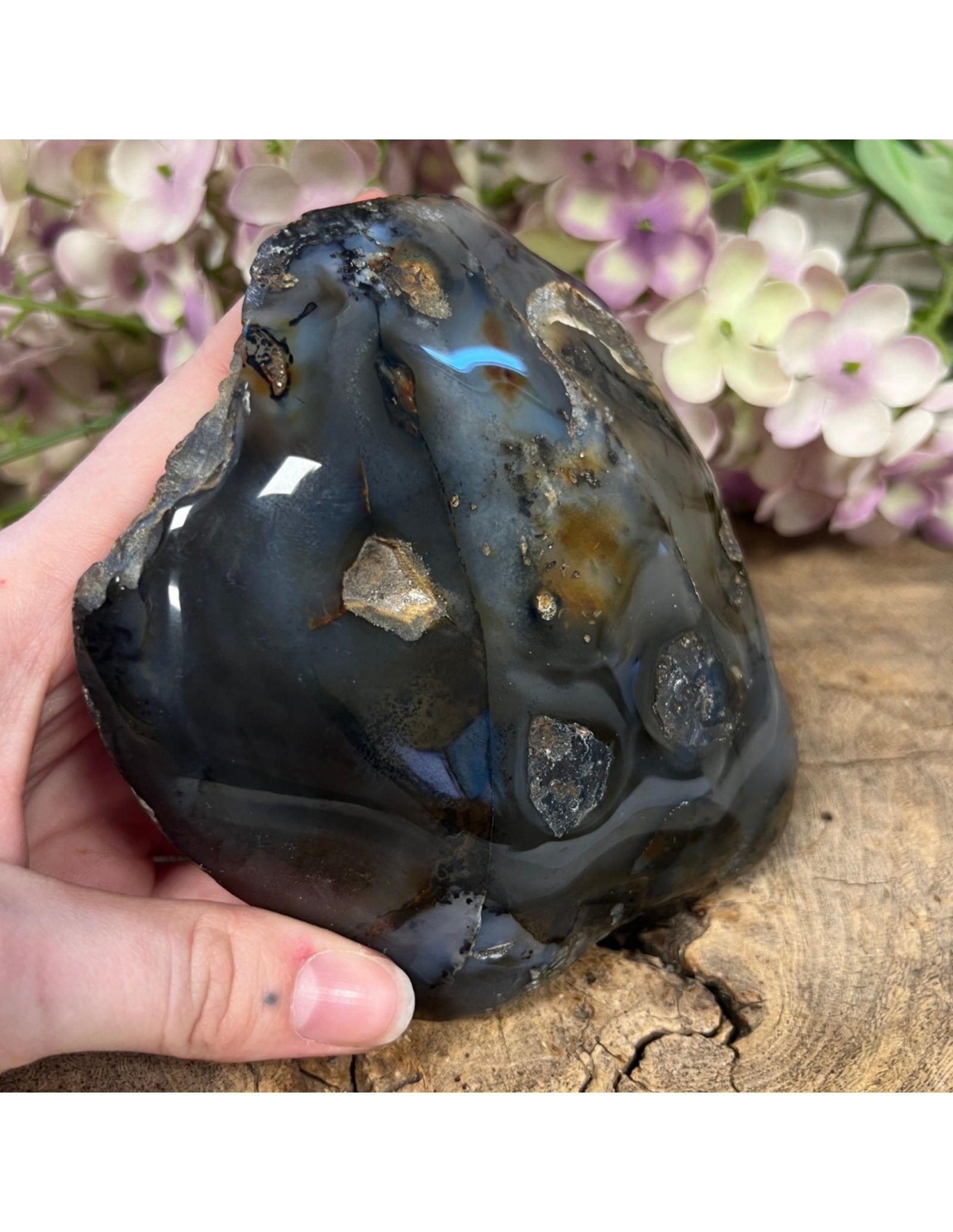 Agaat dendriet half gepolijst stuk nr.01