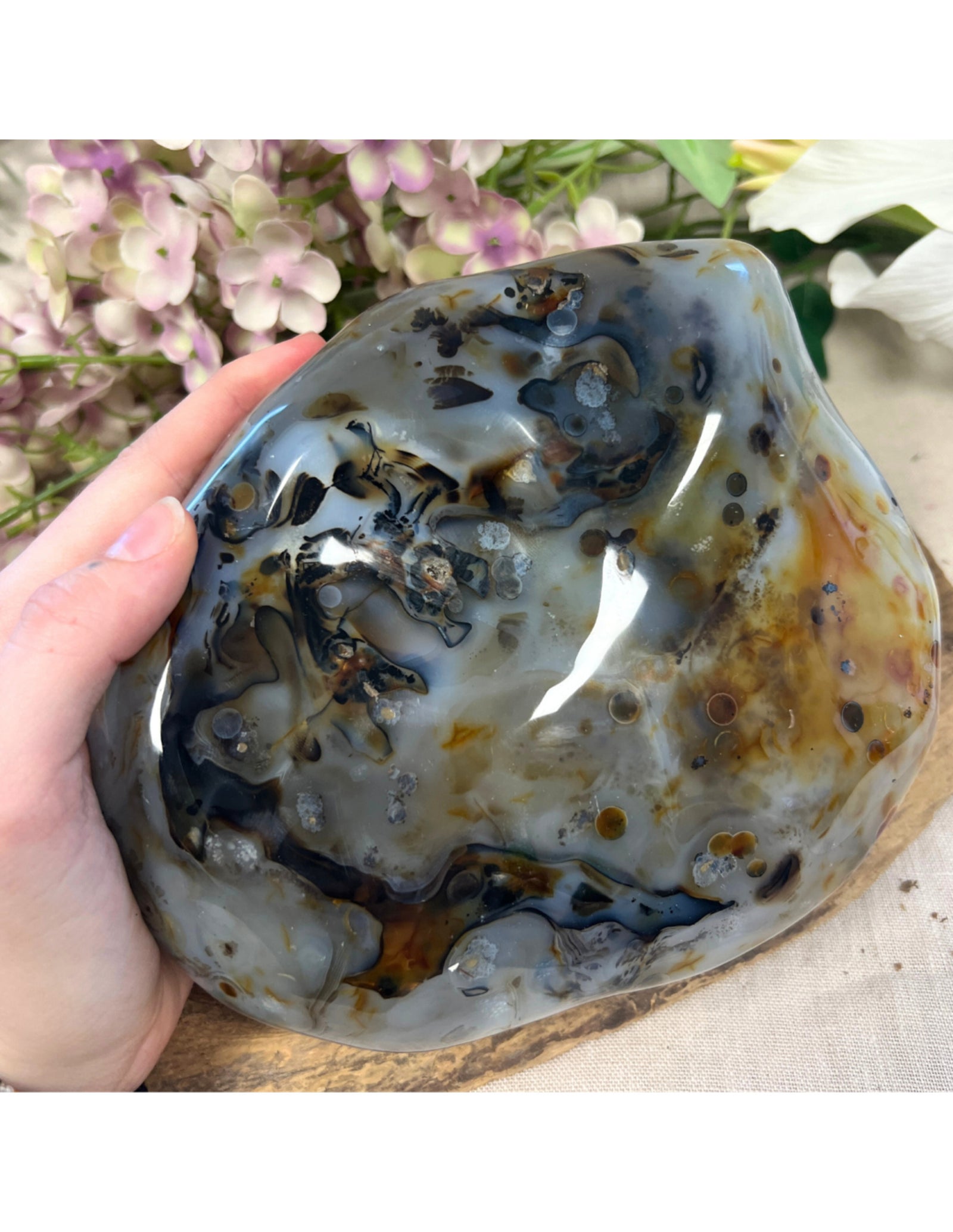 Agaat dendriet half gepolijst stuk nr.02