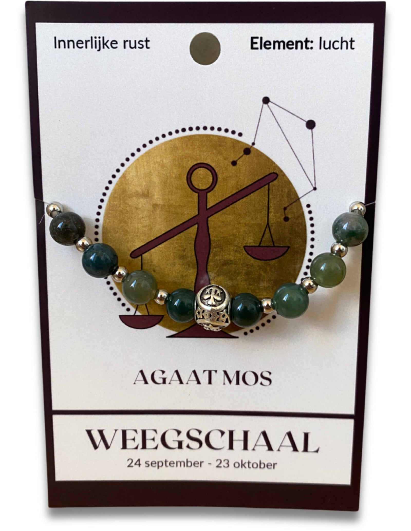 Agaat mos sterrenbeeld armband - Weegschaal