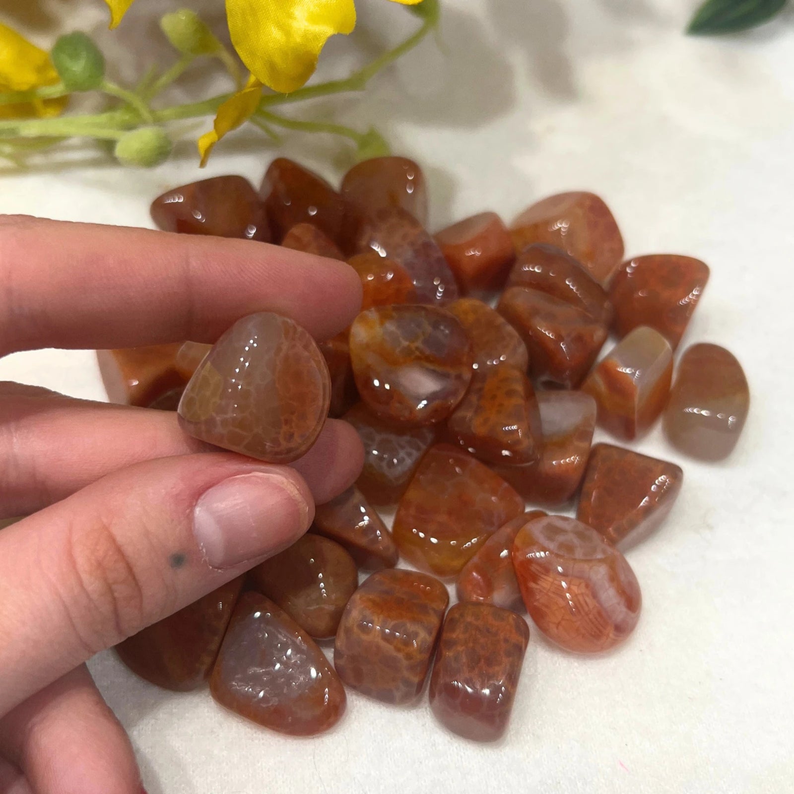 Agaat vuur trommelstenen 250 gr. (mt3)