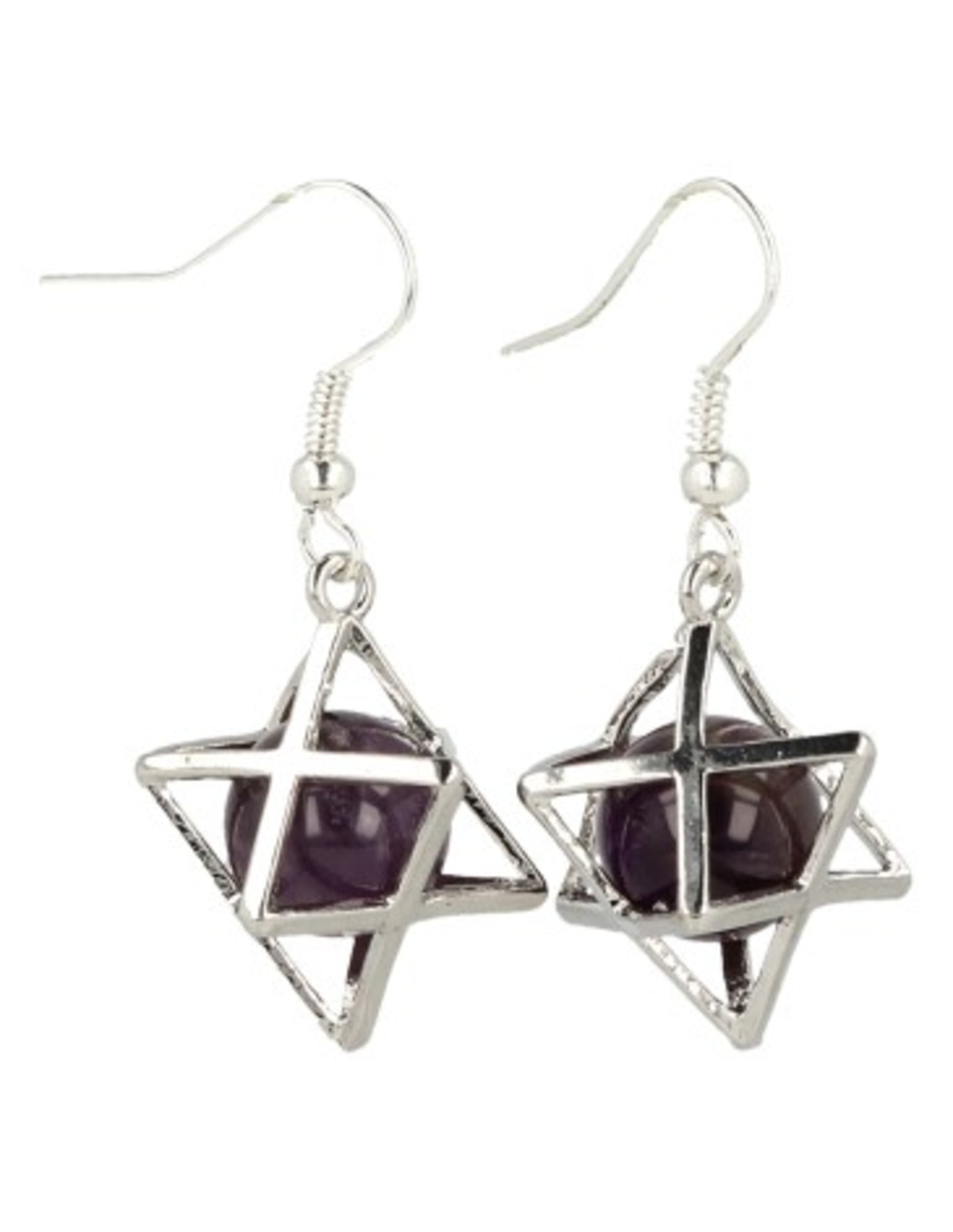 Amethist oorbellen merkabah