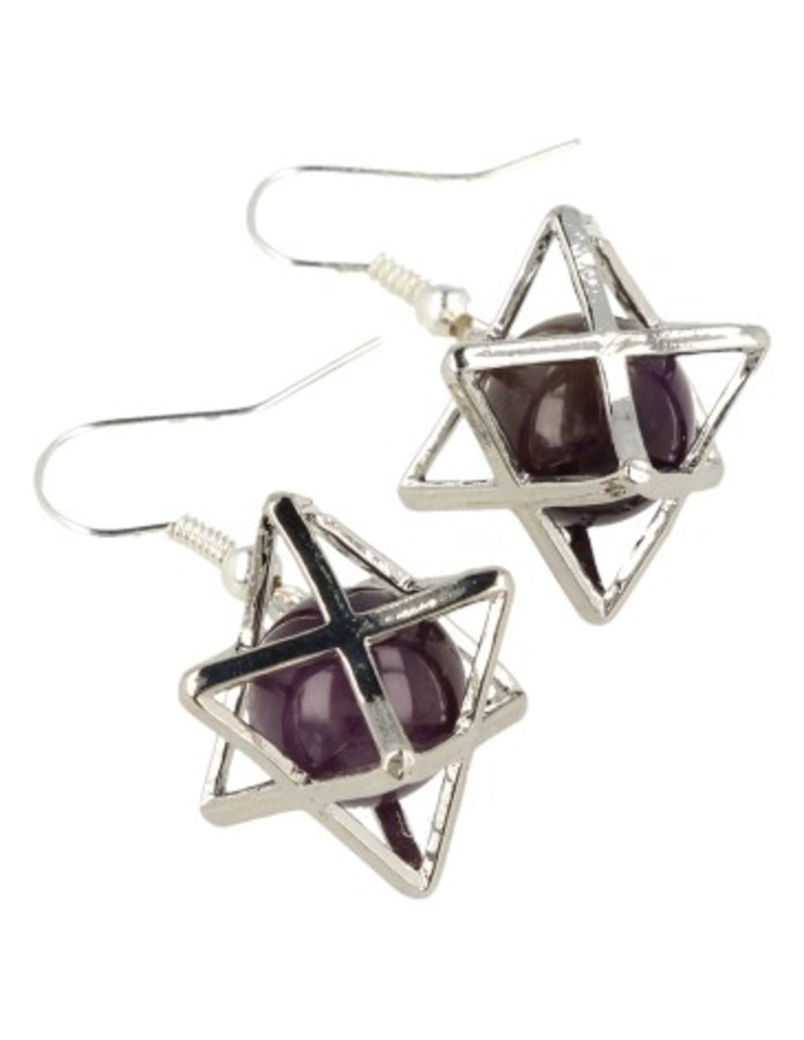 Amethist oorbellen merkabah