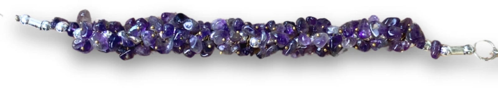 Amethist splitarmband cluster met sluiting