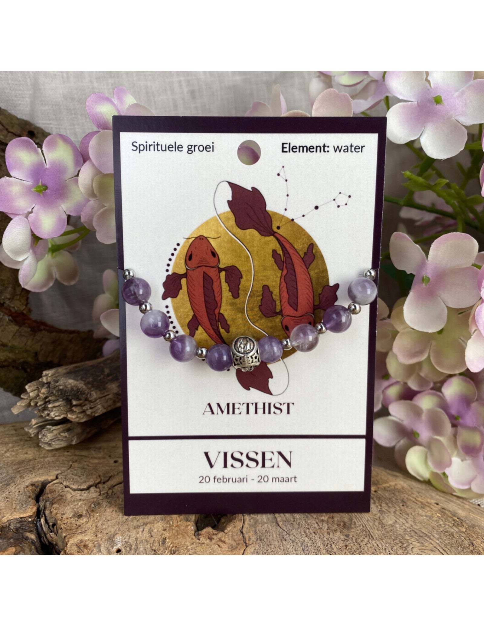 Amethist sterrenbeeld armband - Vissen