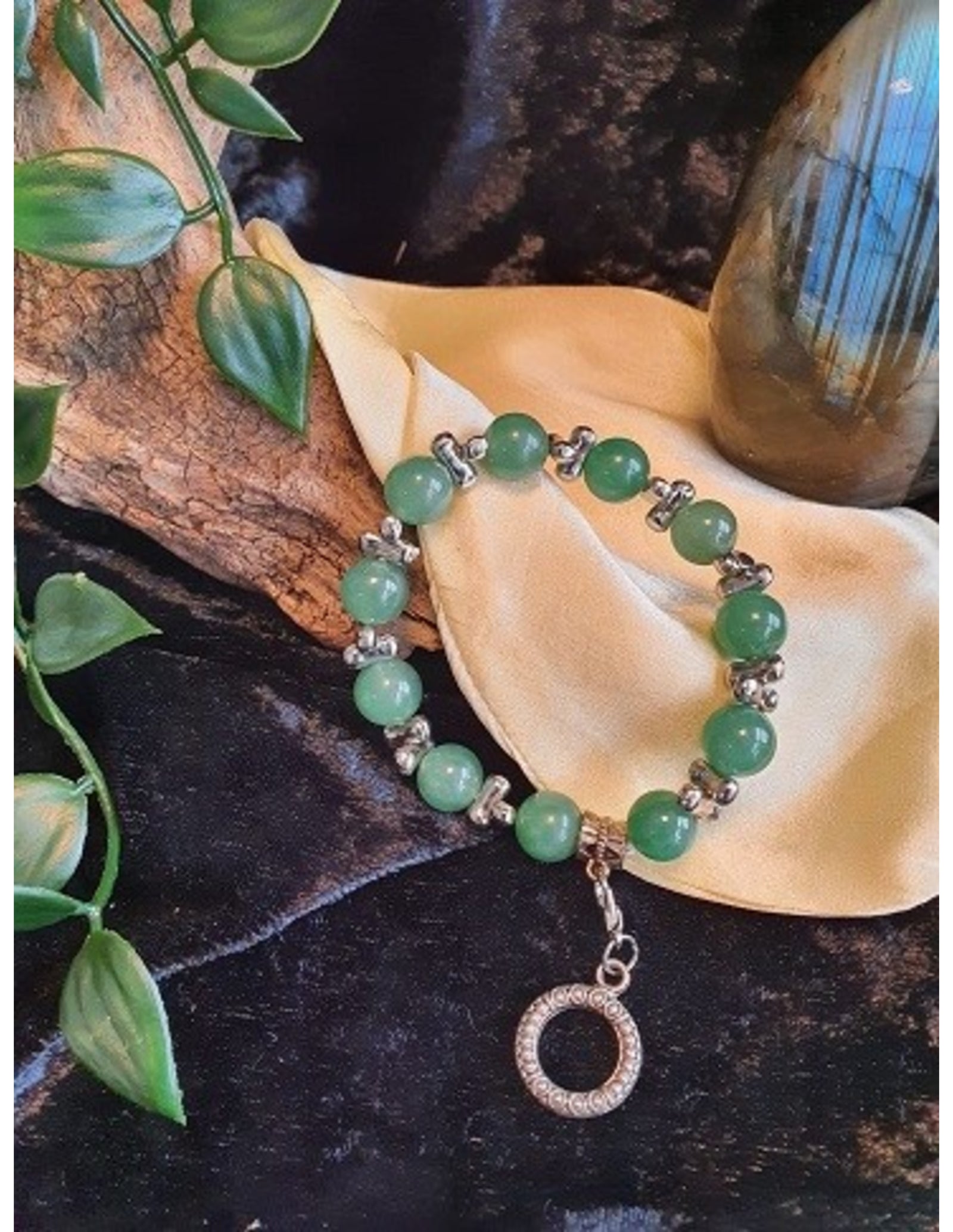 Aventurijn groen fashion kralenarmband met bedel