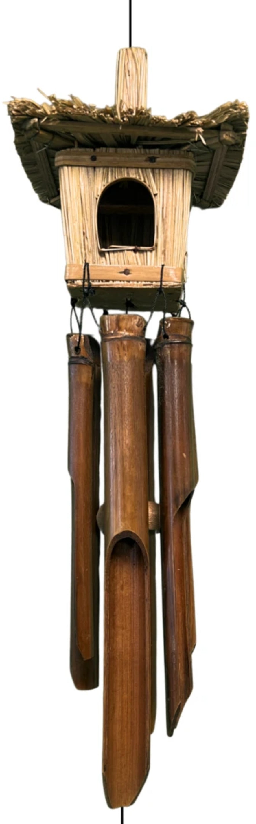 Bamboe windgong met vogelhuisje
