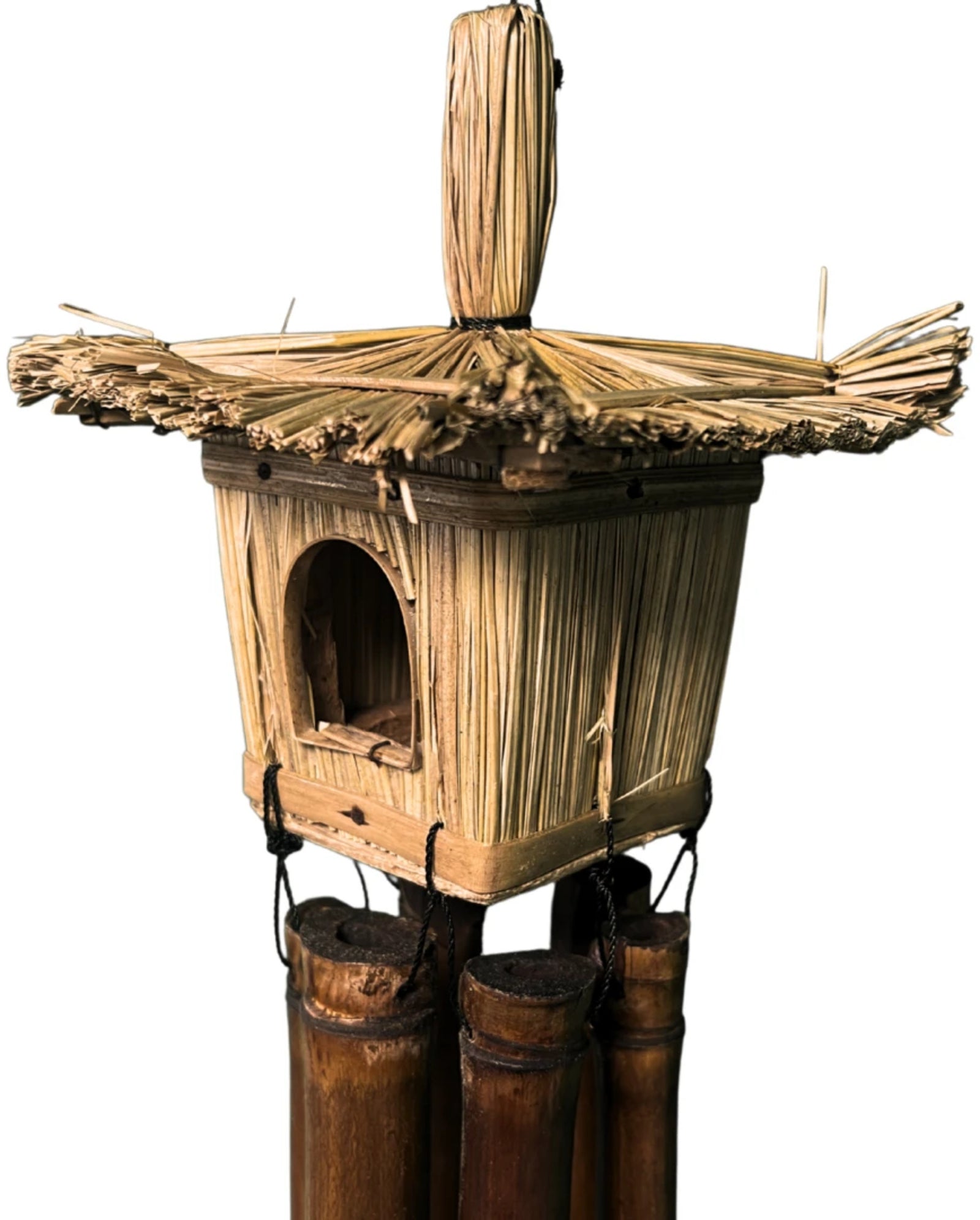 Bamboe windgong met vogelhuisje