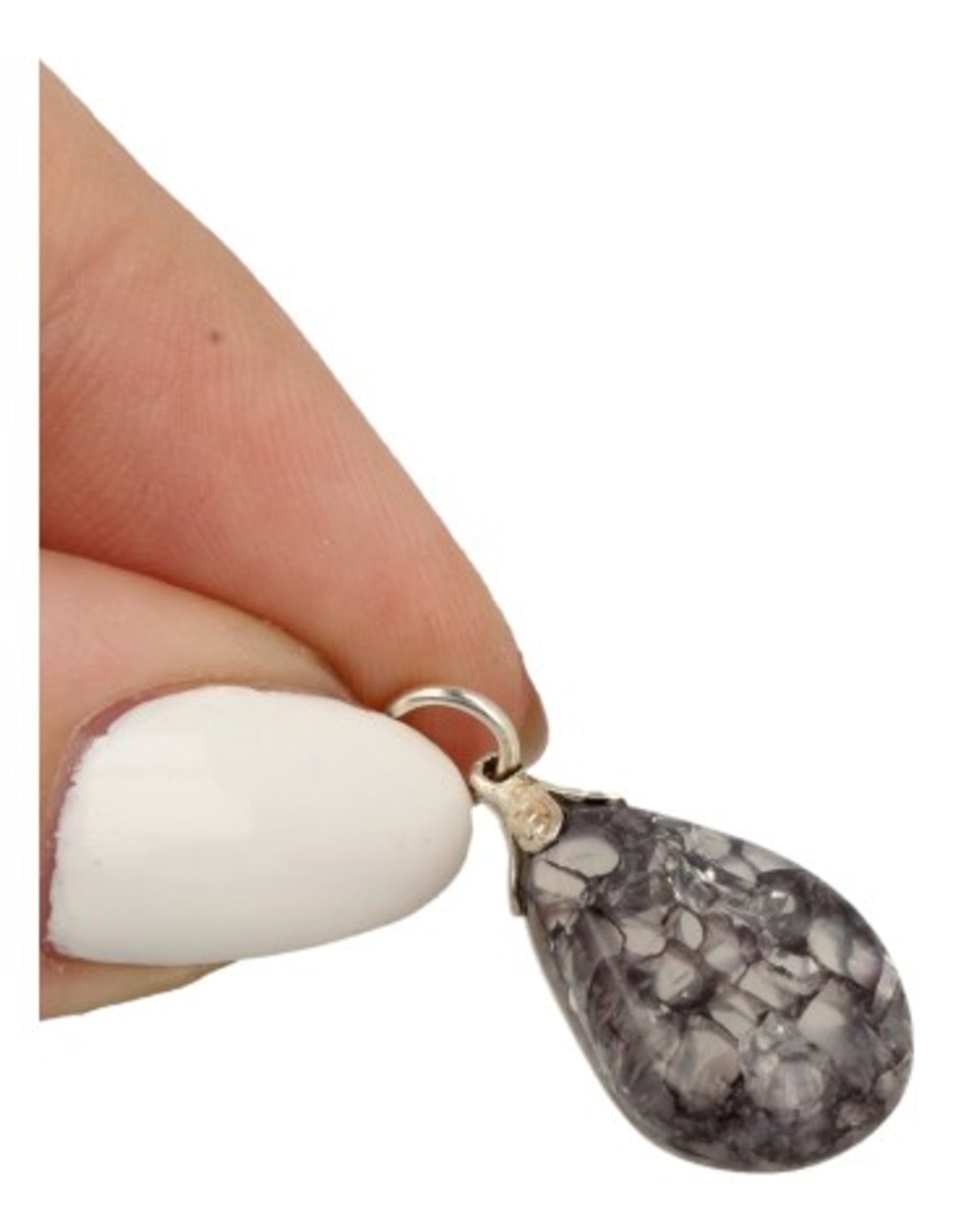 Bergkristal edelsteen hanger crackle grijs (gekleurd)