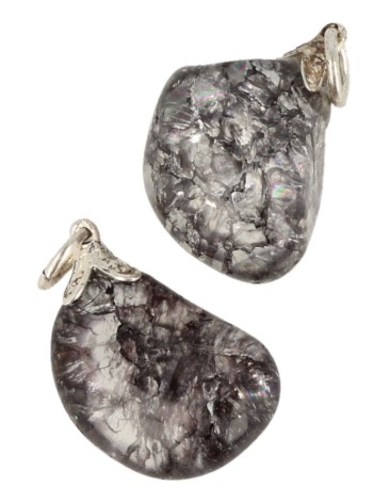Bergkristal edelsteen hanger crackle grijs (gekleurd)