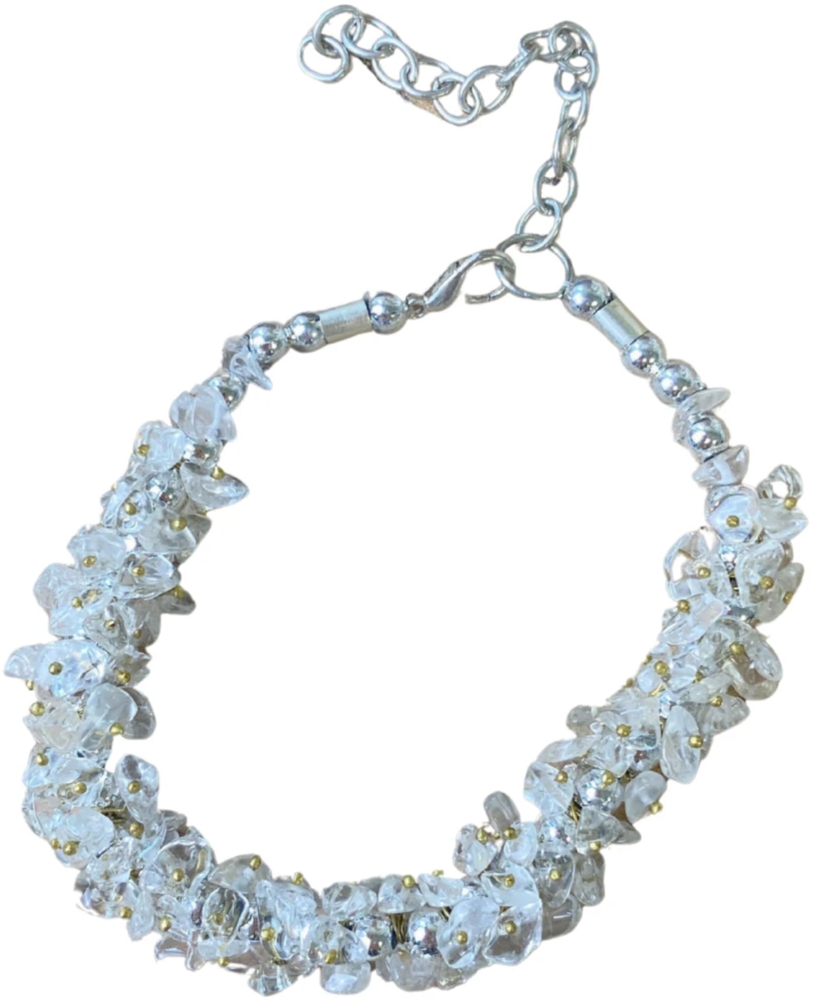 Bergkristal splitarmband cluster met sluiting