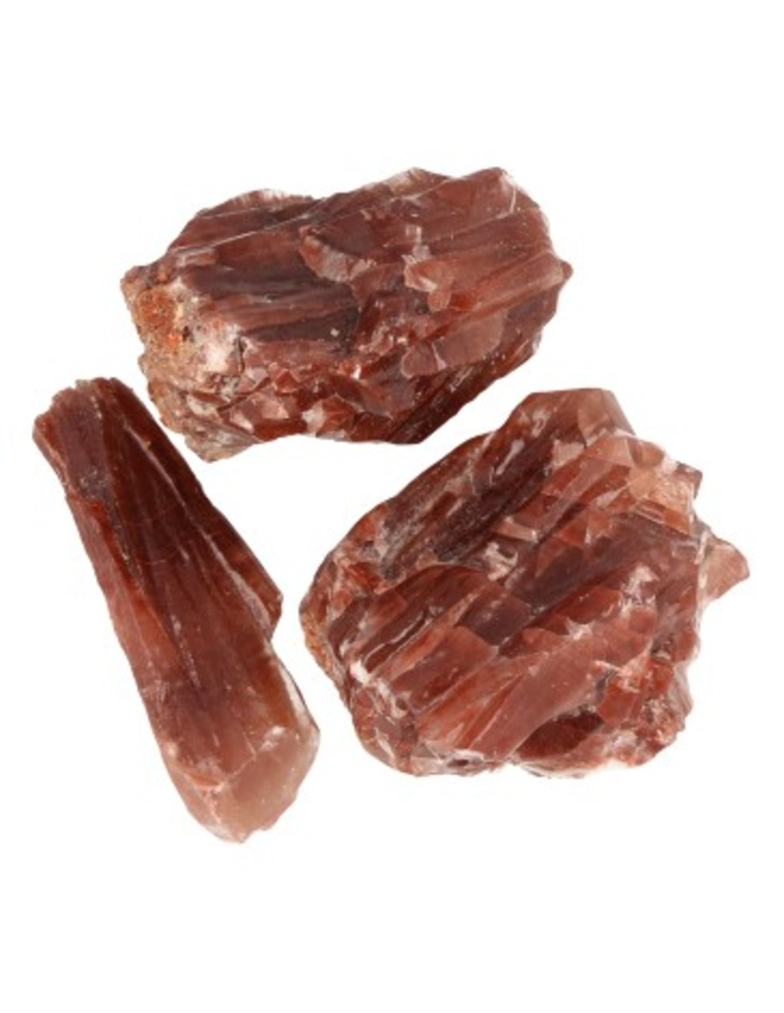 Calciet rood 250 gr. ruwe brokjes