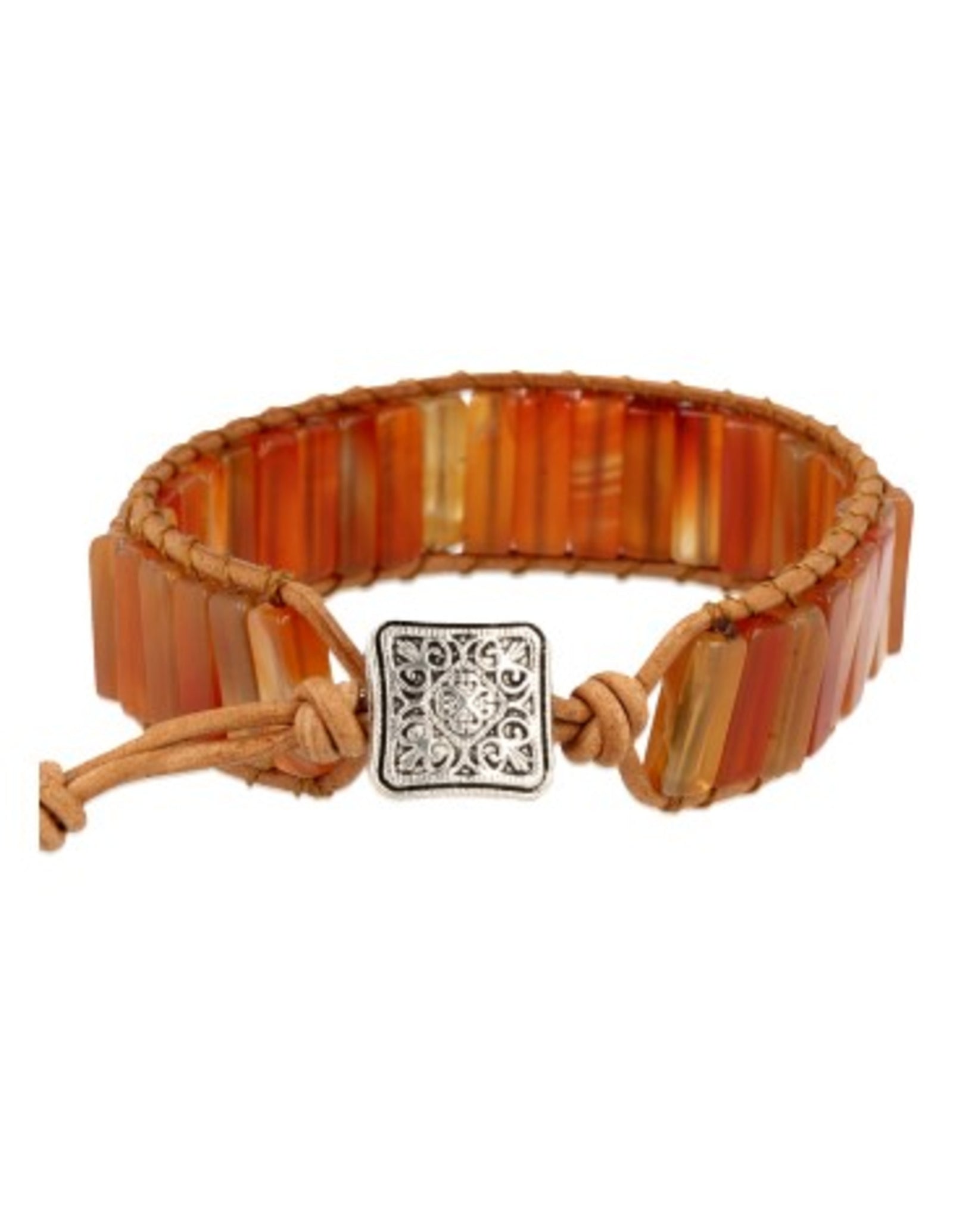 Carneool leren armband gipsy-style