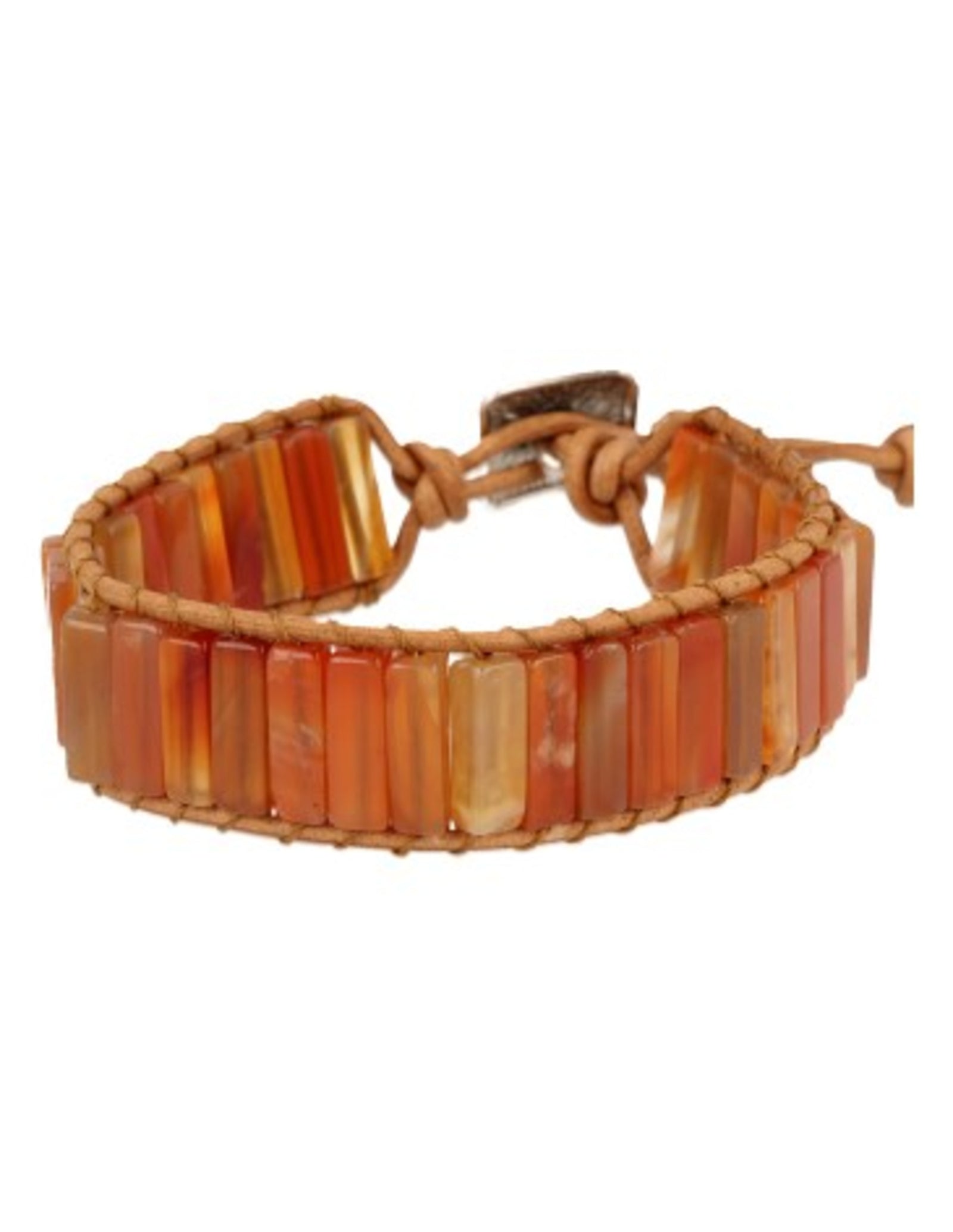 Carneool leren armband gipsy-style