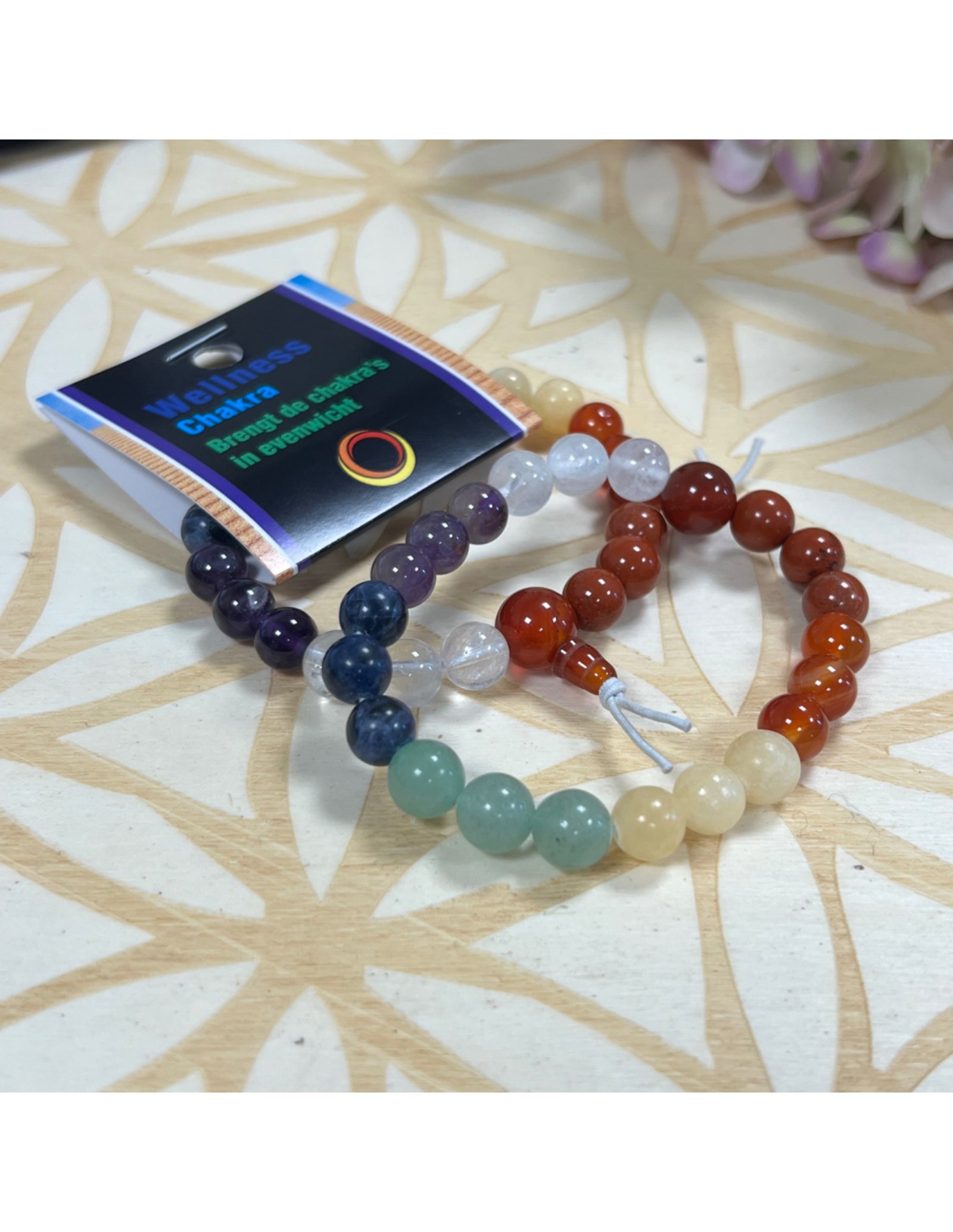 Chakra powerbead armband + kaart