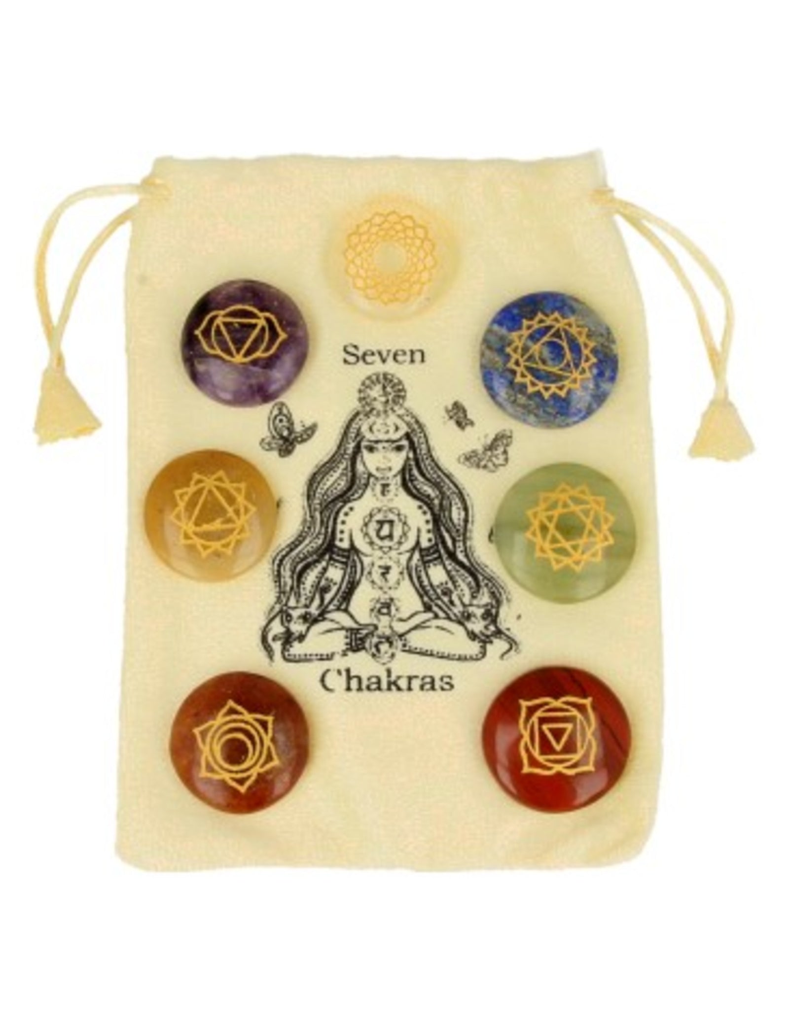Chakra schijfstenen set in chakrabuidel