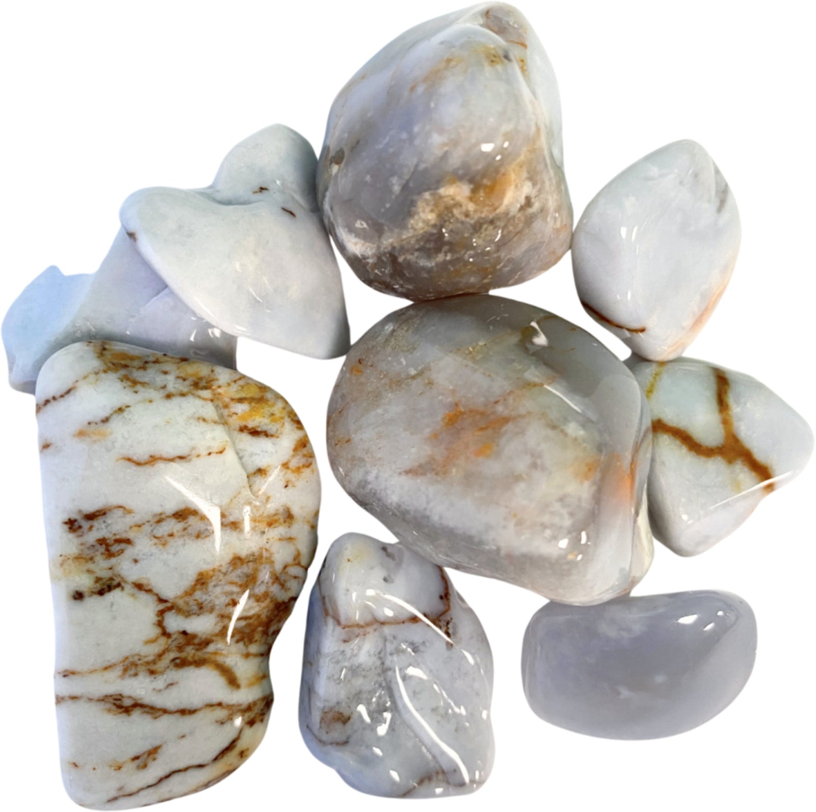 Chalcedoon 100 gr. trommelstenen (mt3)