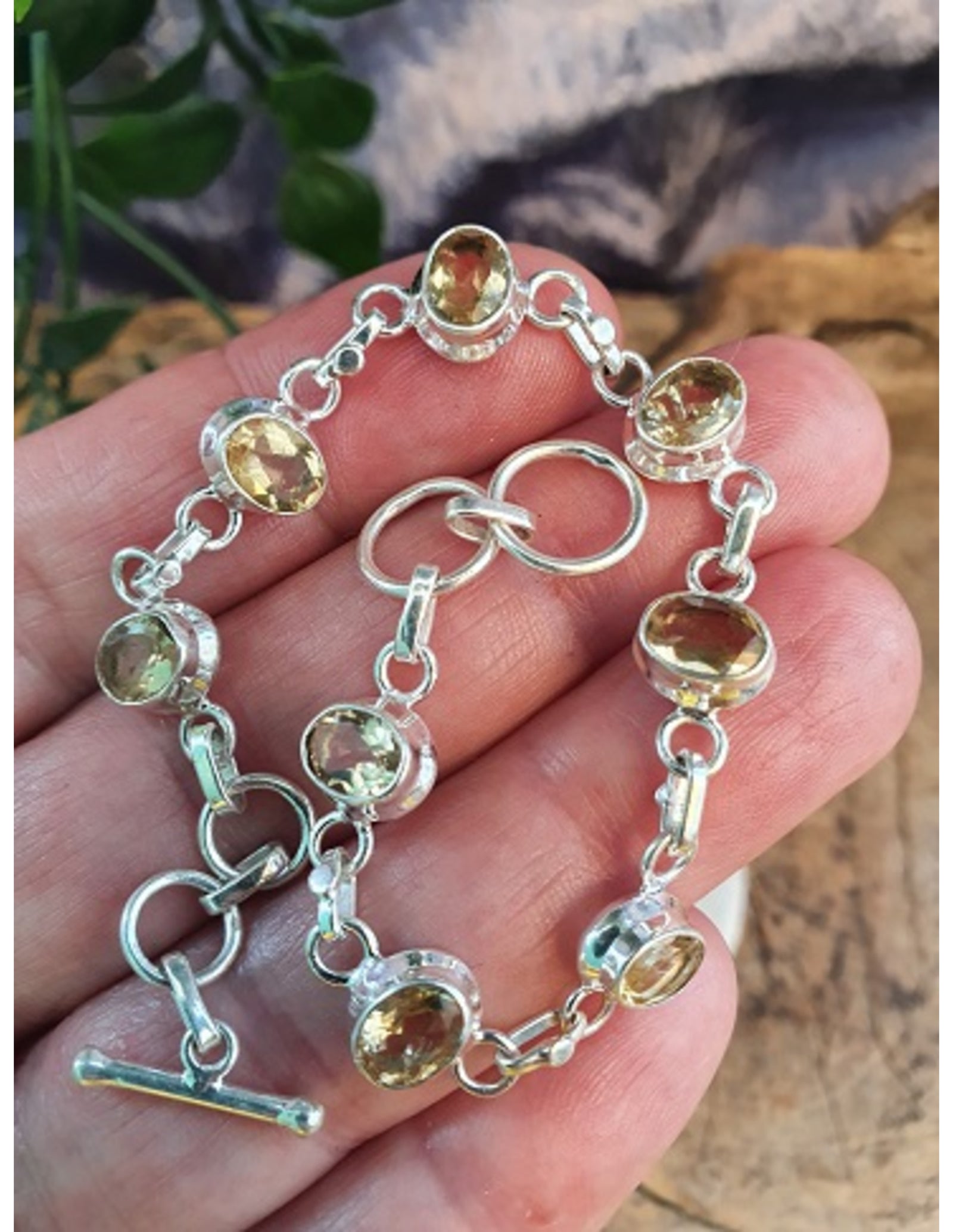Citrien armband facet zilver ovaal