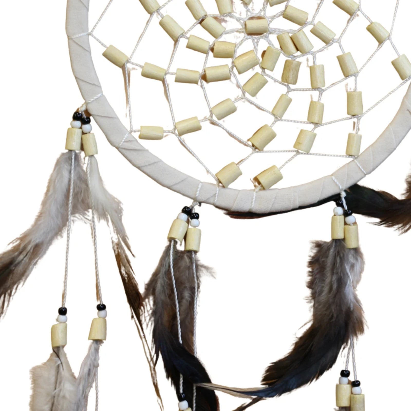 Dromenvanger -Beige- Suede met bamboe kralen 17cm