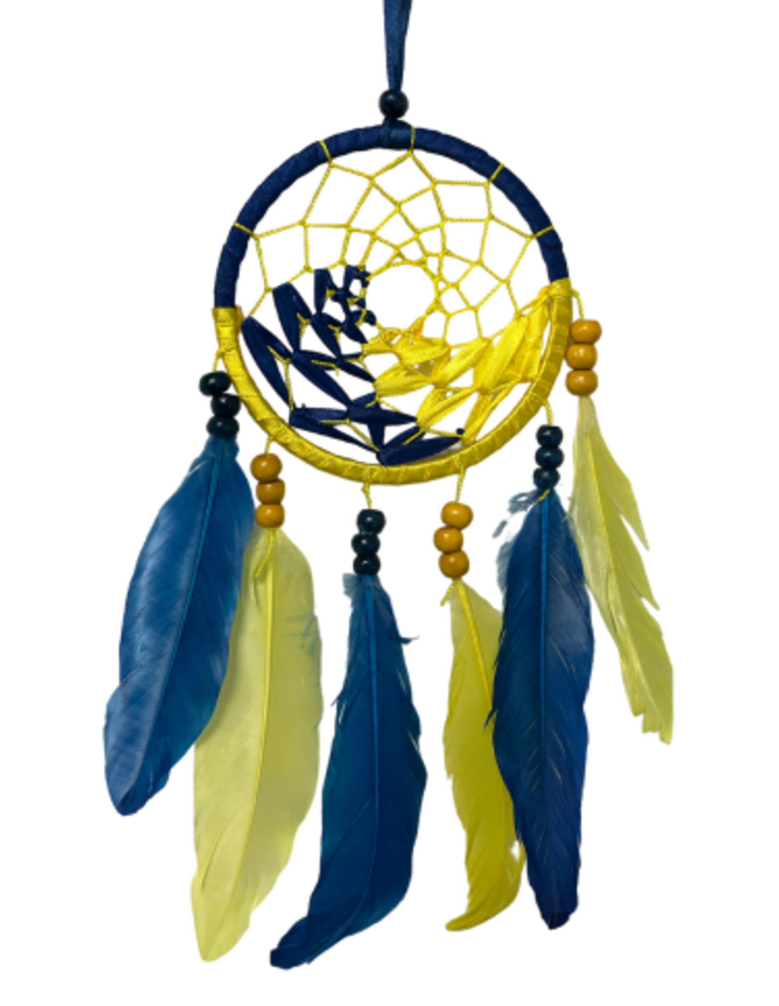 Dromenvanger dreamcatcher -22cm - Wave - Blauw & Geel