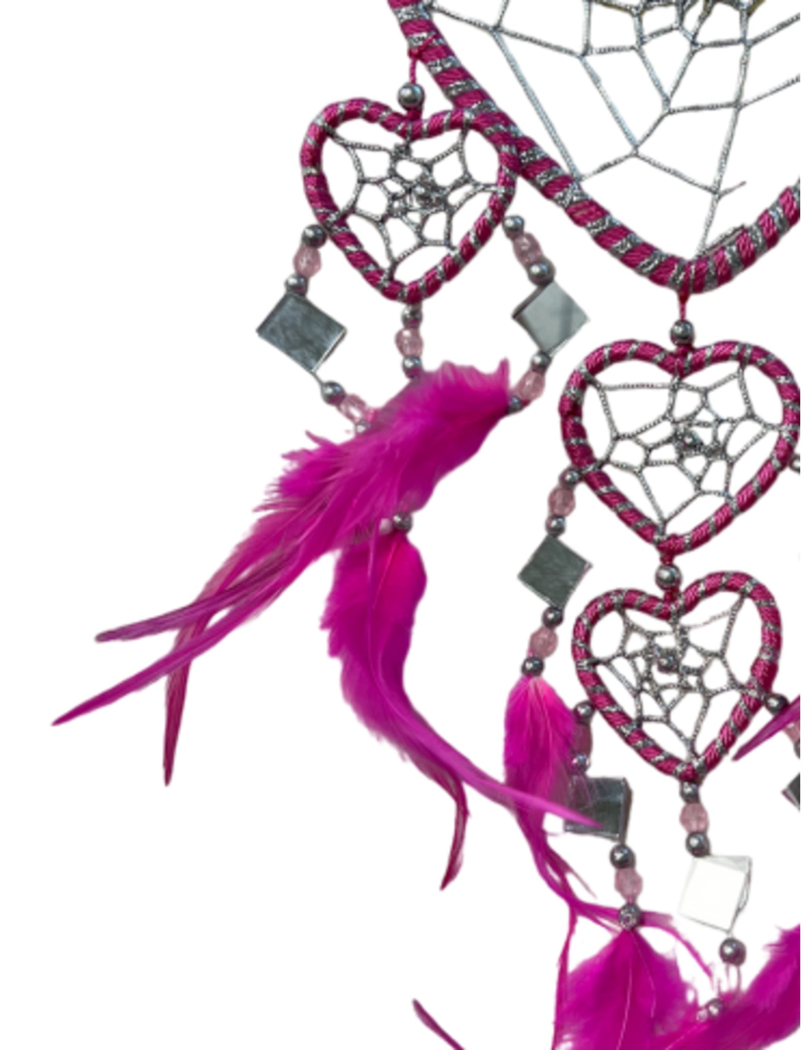 Dromenvanger hartje met spiegels - roze - 11 cm - Dreamcatcher