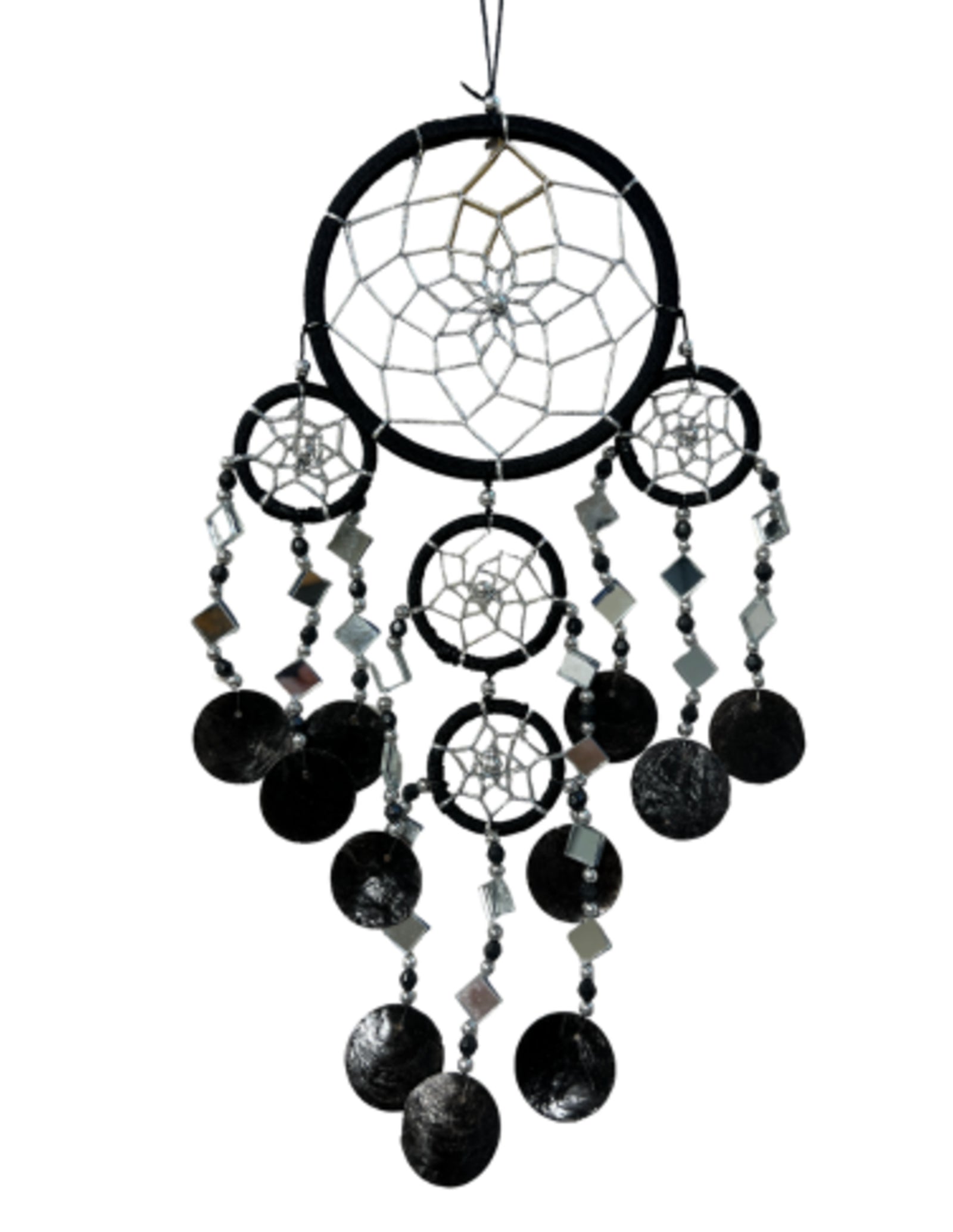 Dromenvanger spiegel-schelp 11 CM - Zwart - Dream Catcher