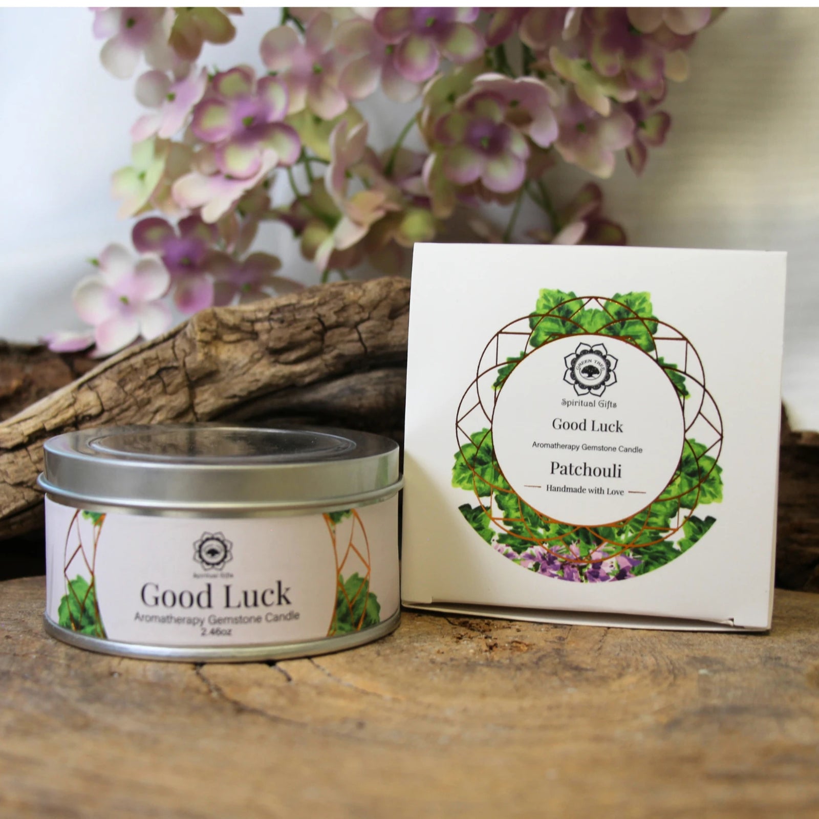 Edelsteen Geurkaars - Good Luck met Groene Aventurijn - in blik