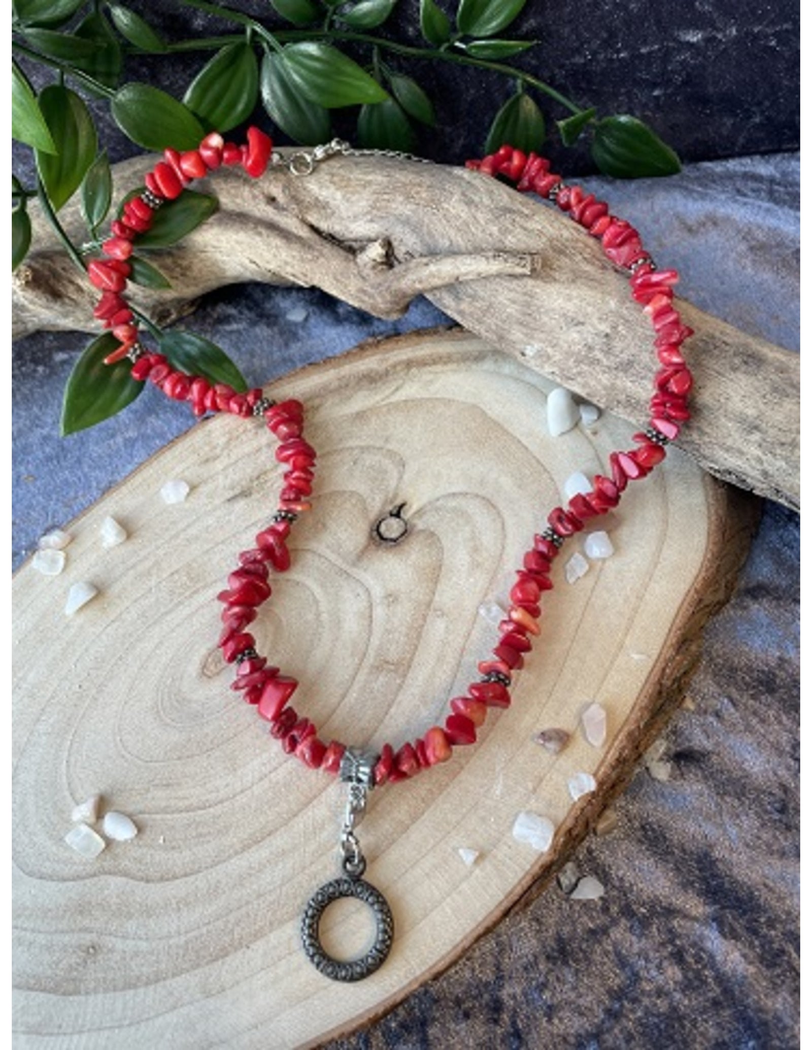 Fashion ketting Koraal donker (imitatie)