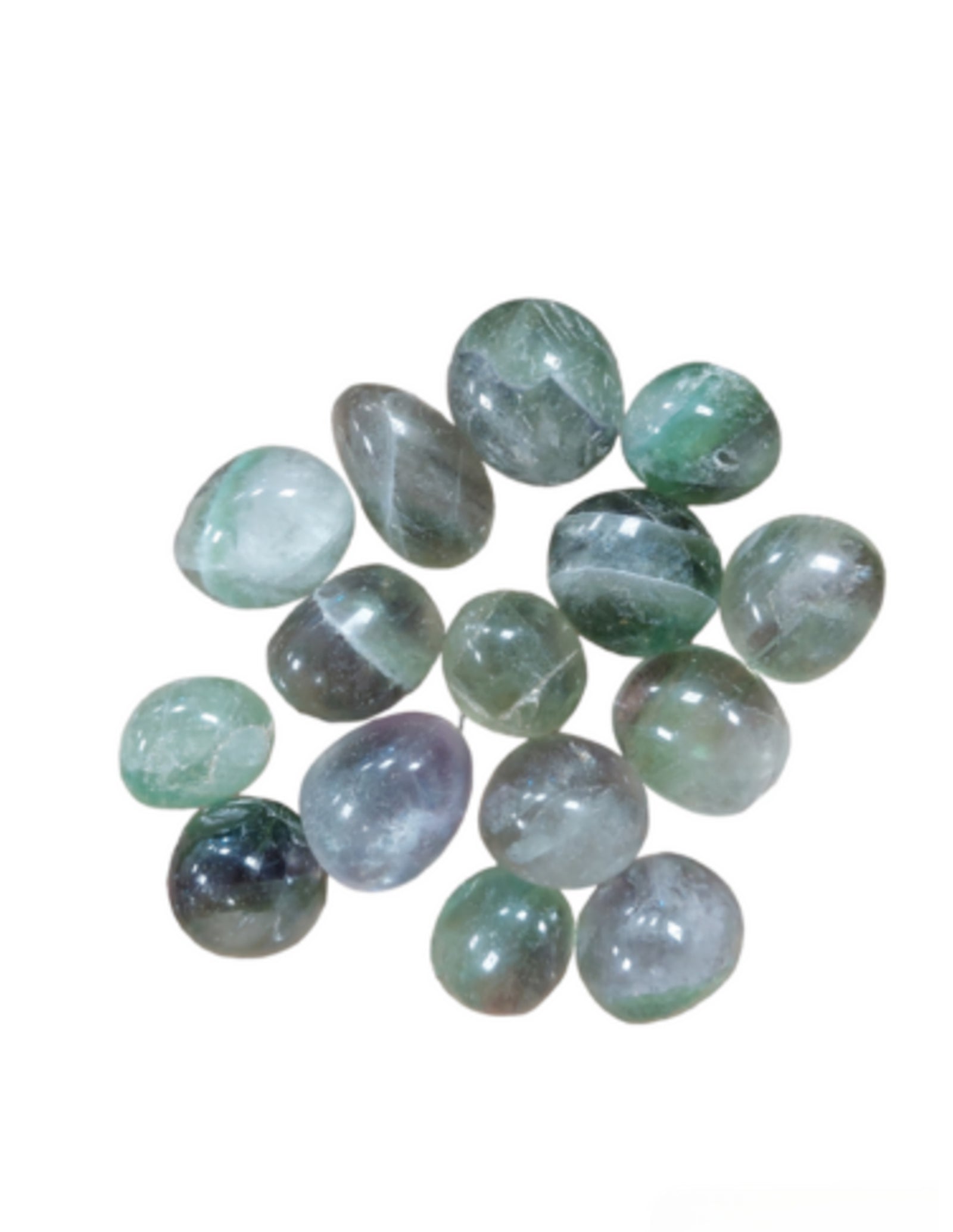 Fluoriet regenboog 250 gr. trommelstenen (mt3)