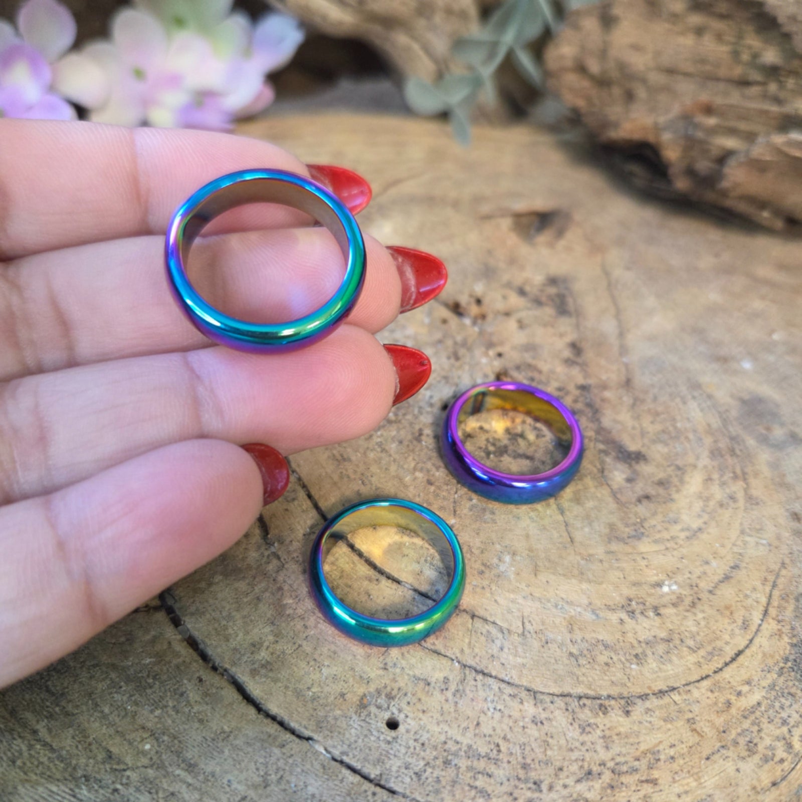 Hematiet regenboog ring - diverse maten