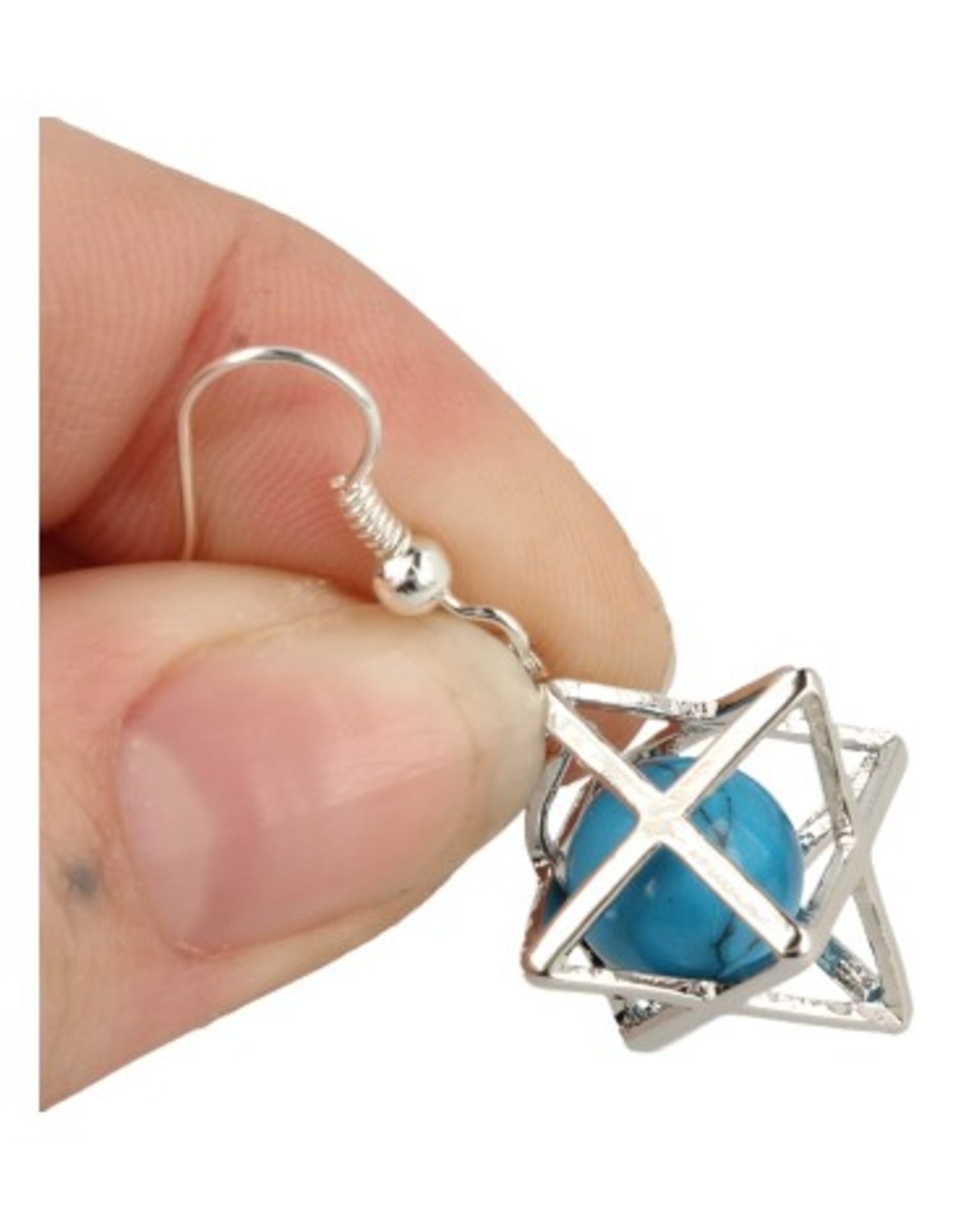 Howliet blauw (gekleurd) oorbellen merkabah