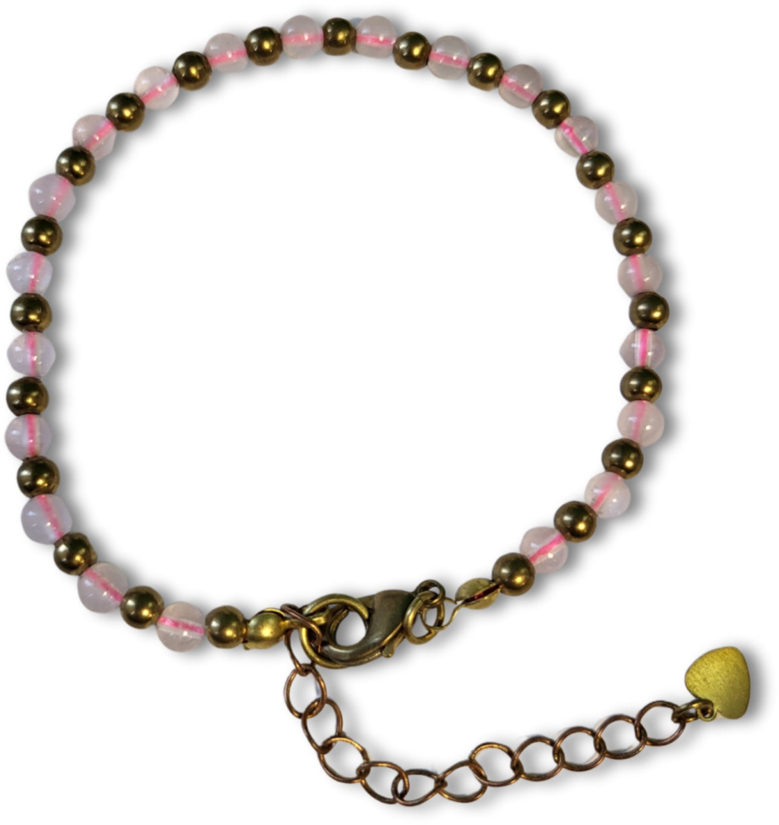 Ibiza love armband Roze kwarts brons