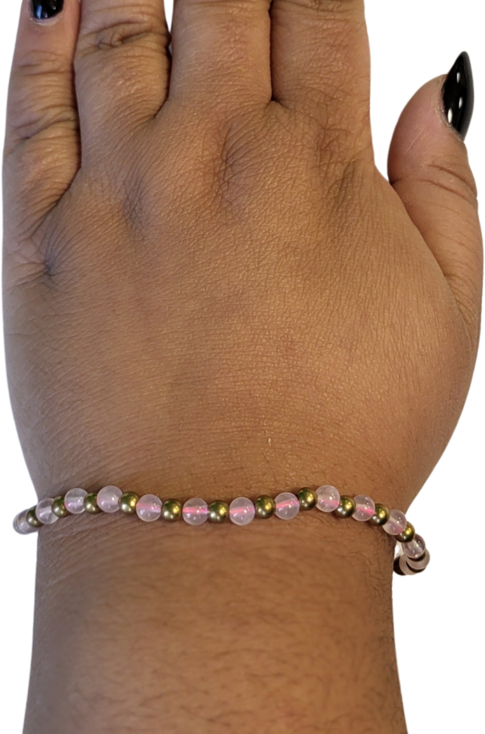 Ibiza love armband Roze kwarts brons
