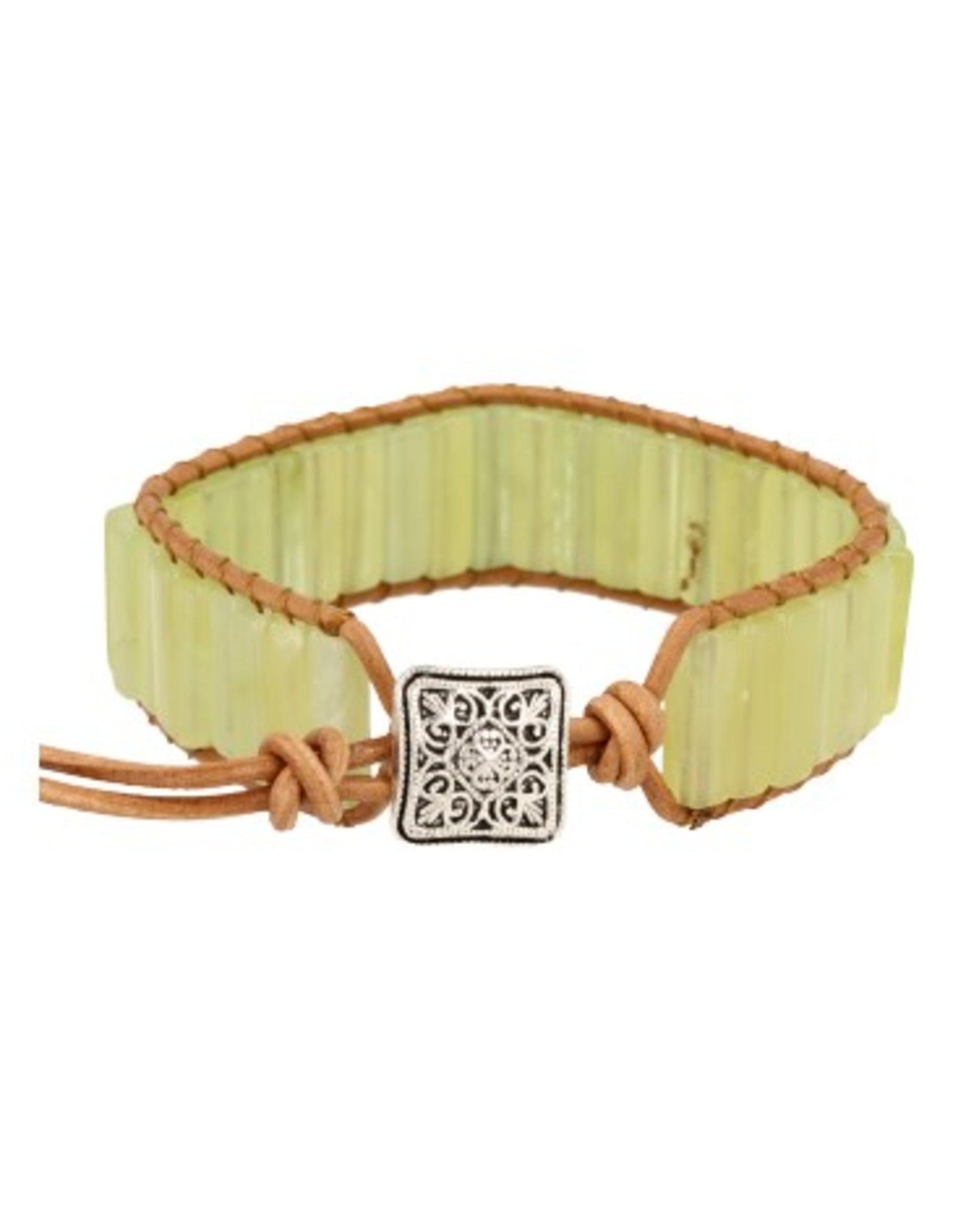 Jade leren armband gipsy-style