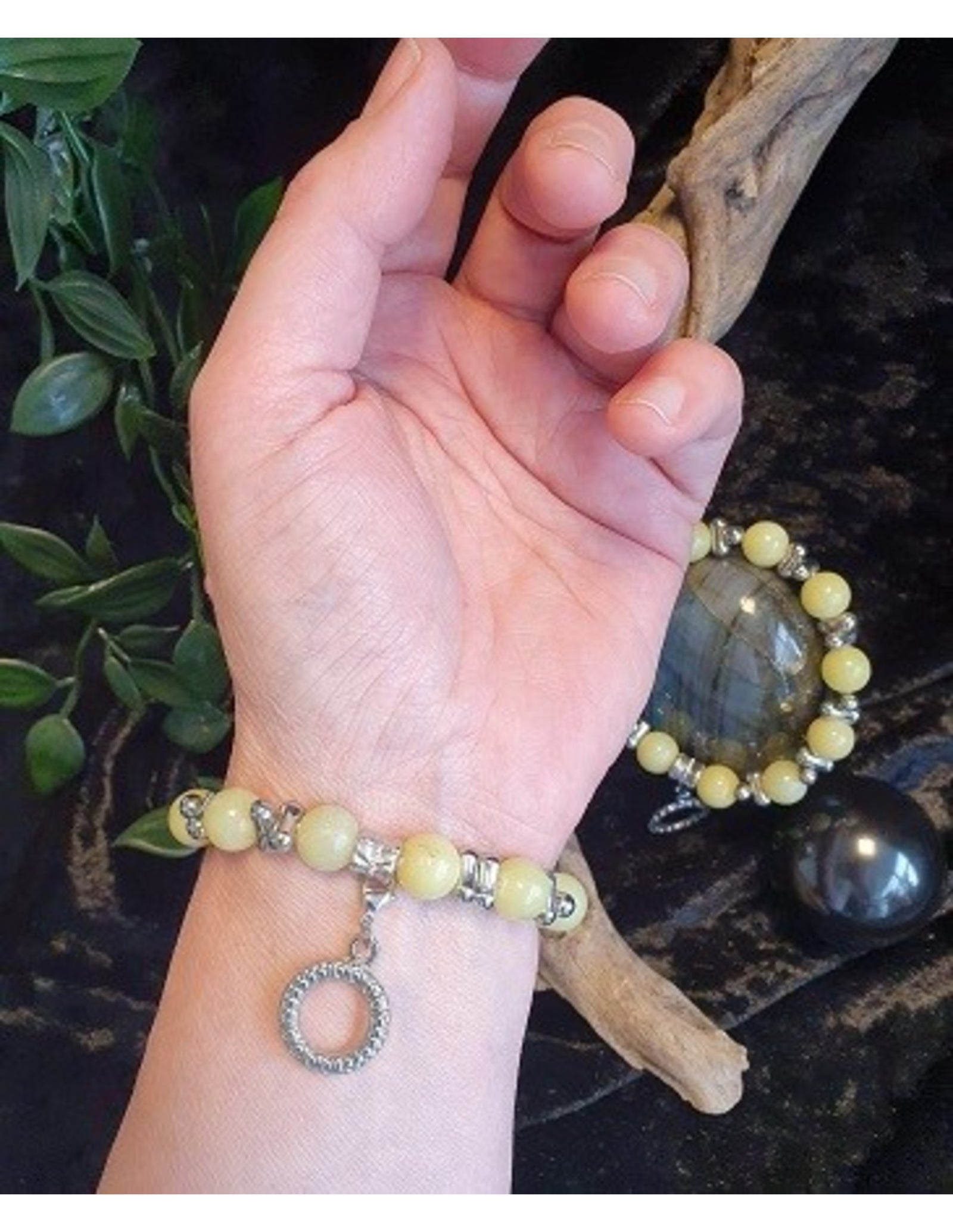 Jade olijf fashion kralenarmband met bedel
