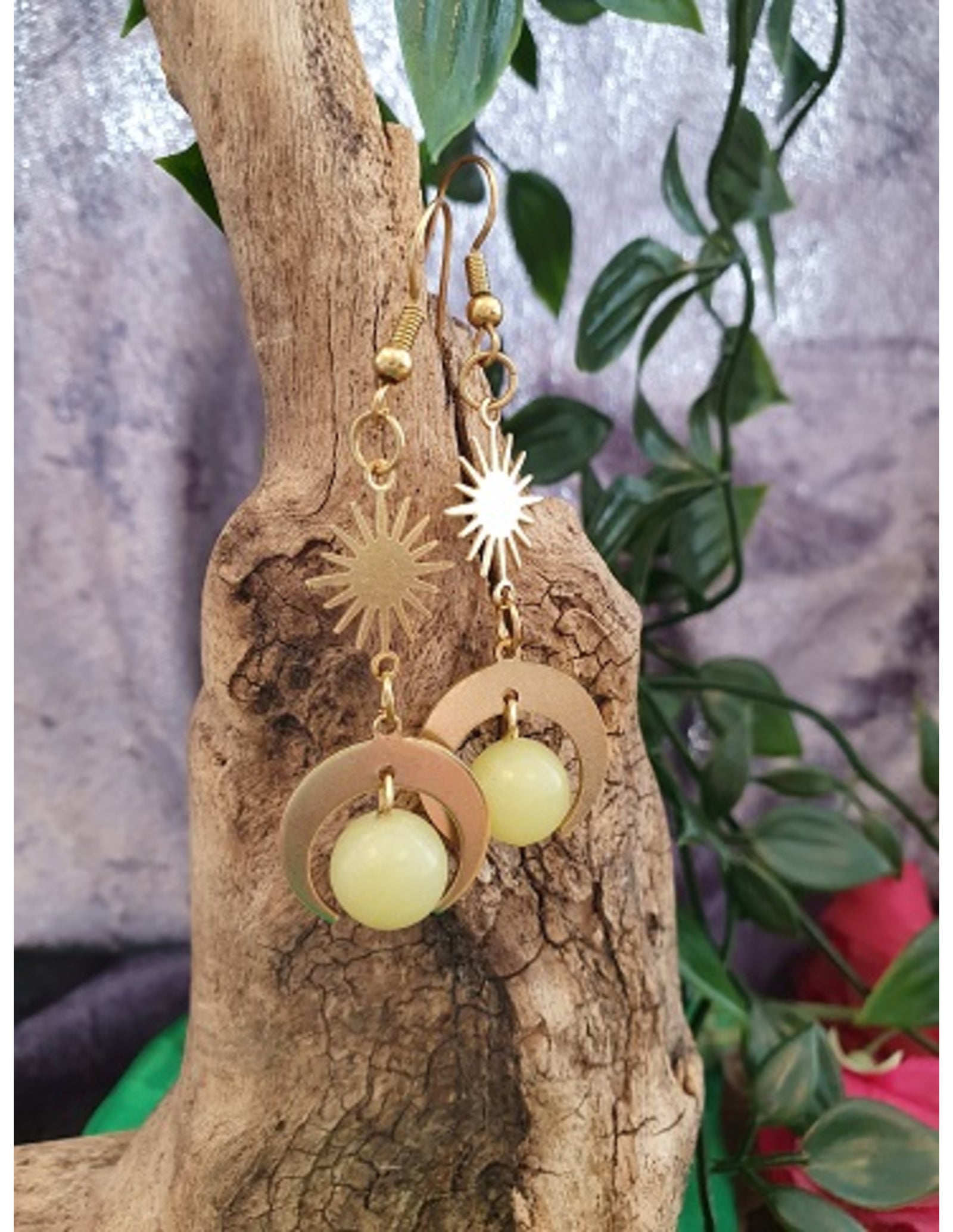 Jade olijf oorbellen Star&Moon bol