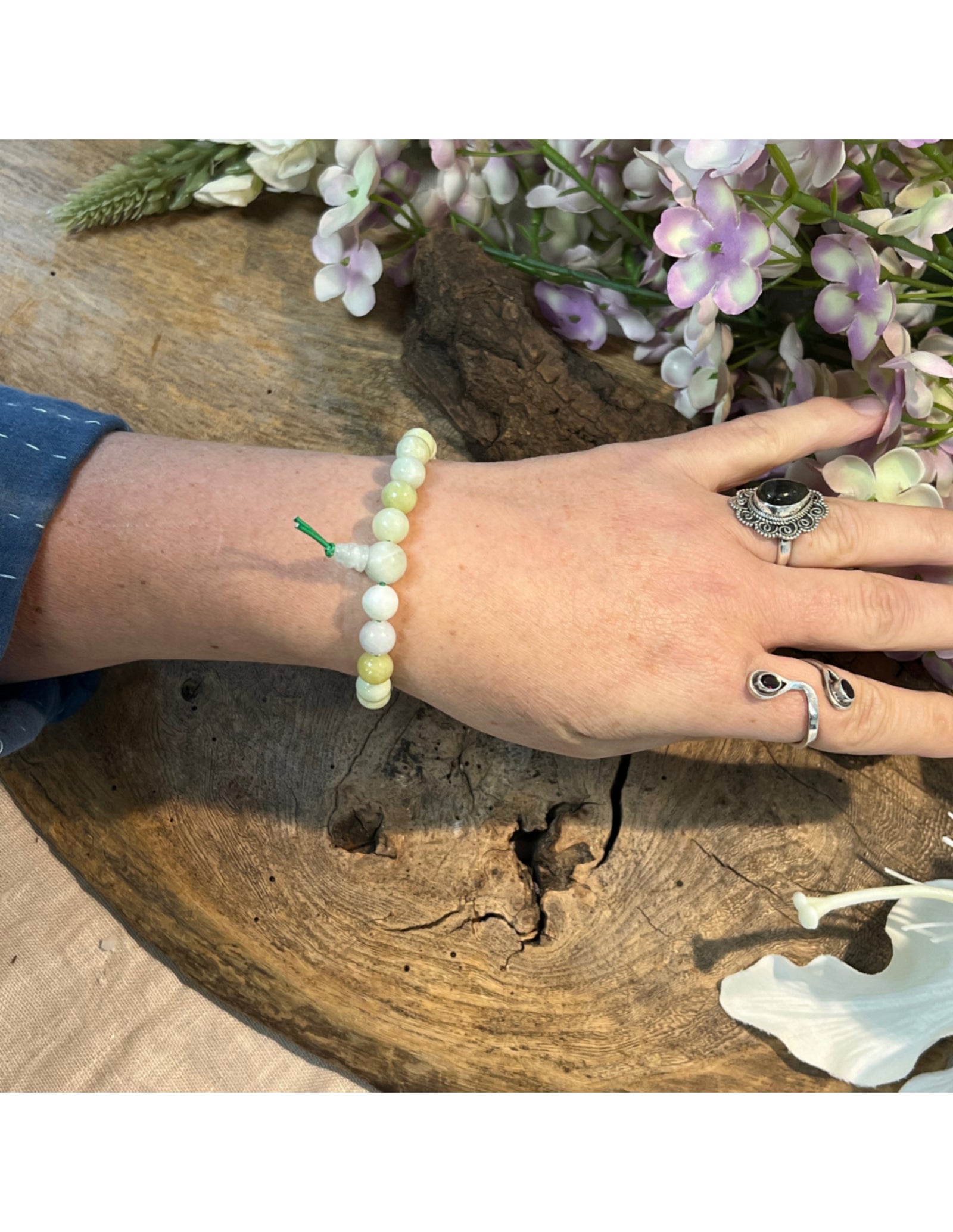 Jade Serpentijn powerbead armband