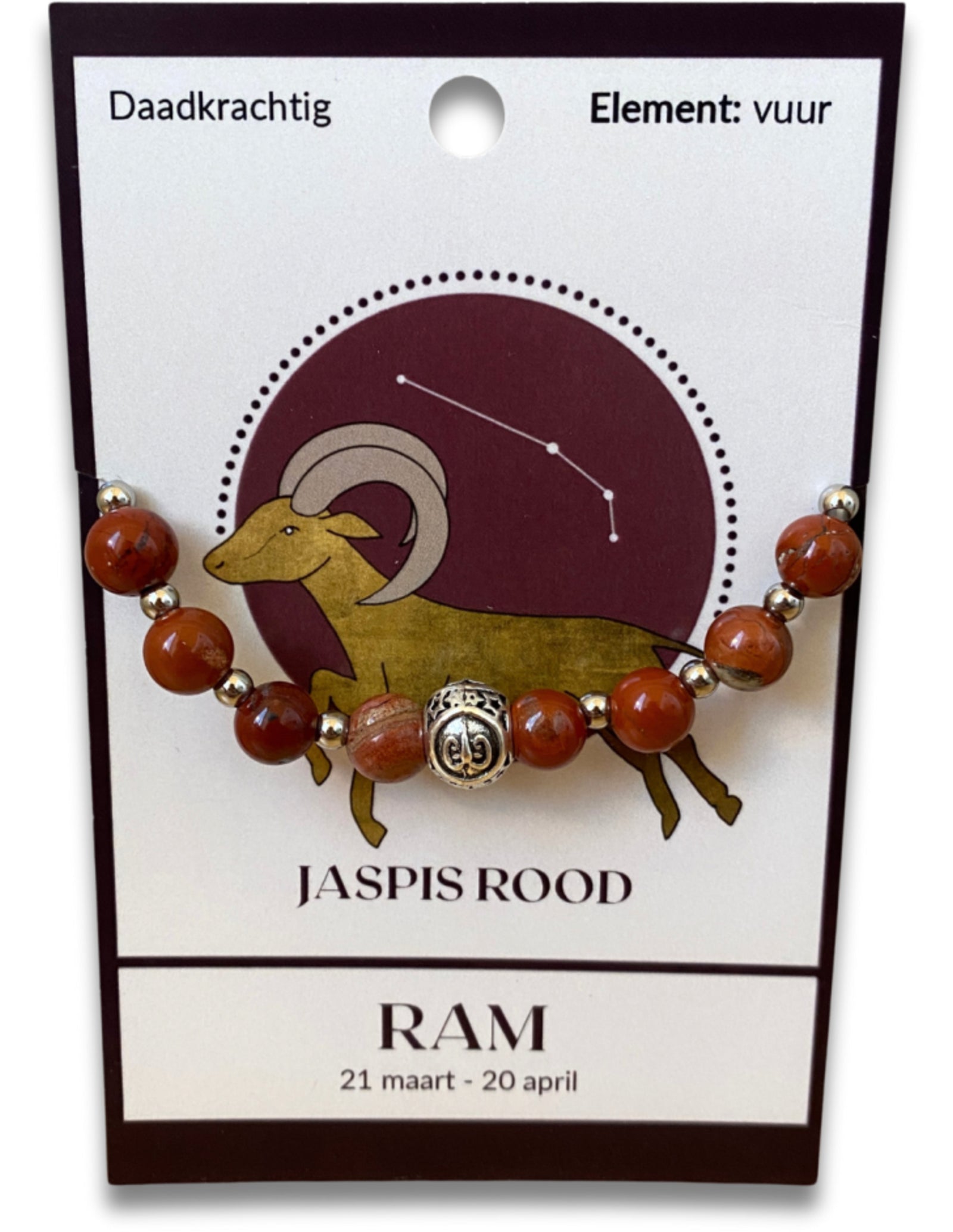Jaspis rood sterrenbeeld armband - Ram