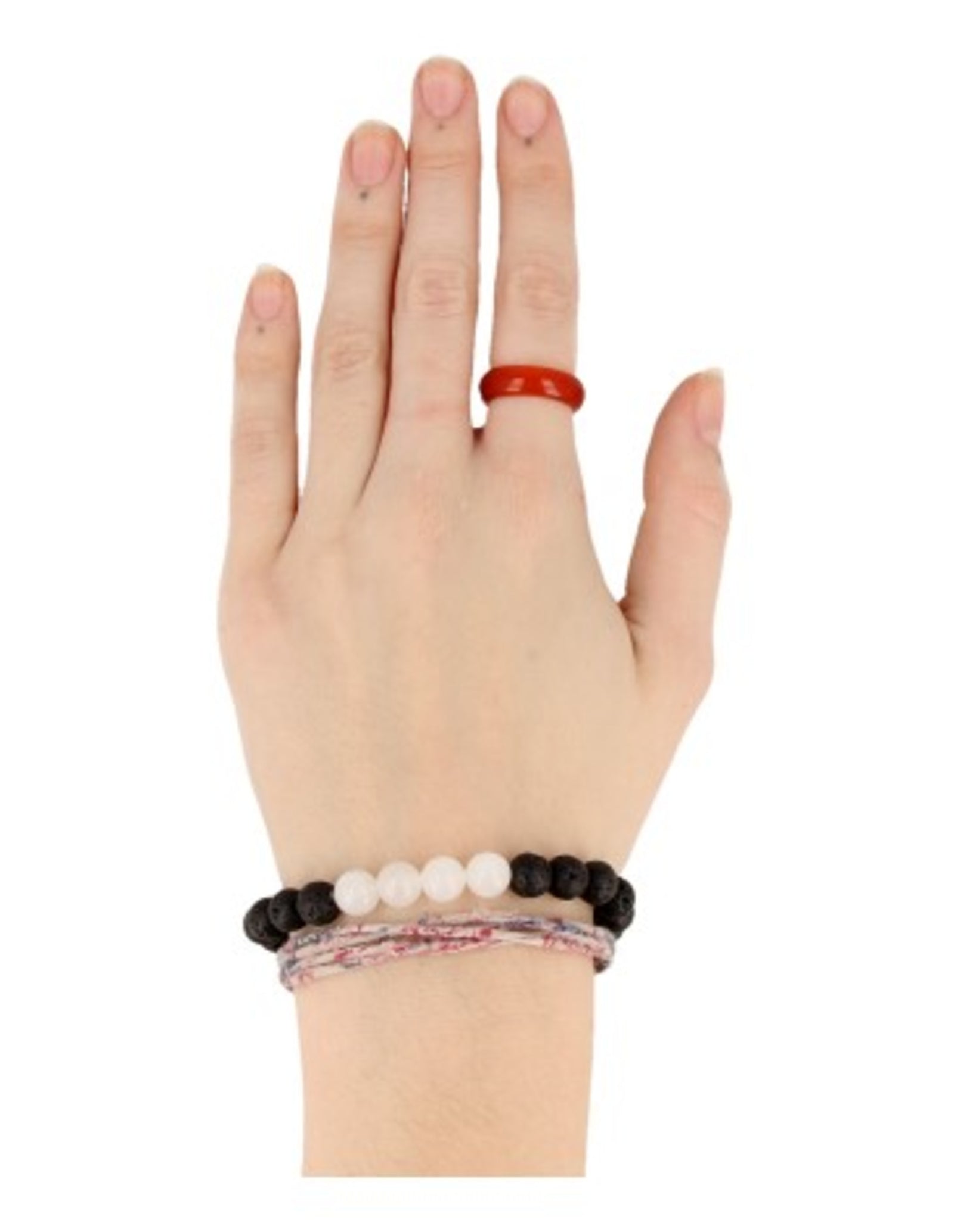 Kralenarmband Lavasteen / Jade wit