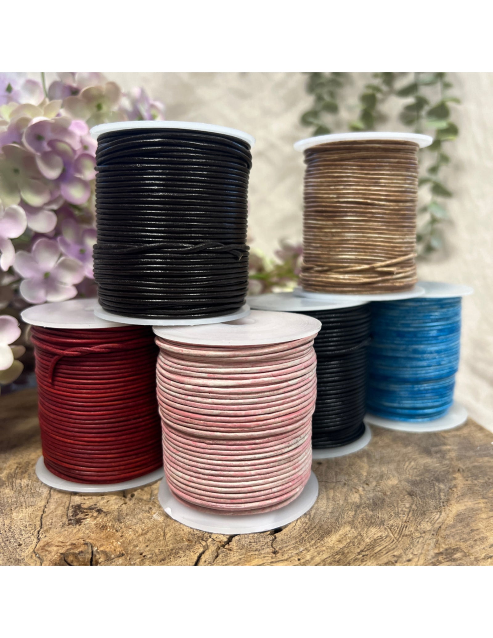 Leren koord rol 1,5mm 50m roze
