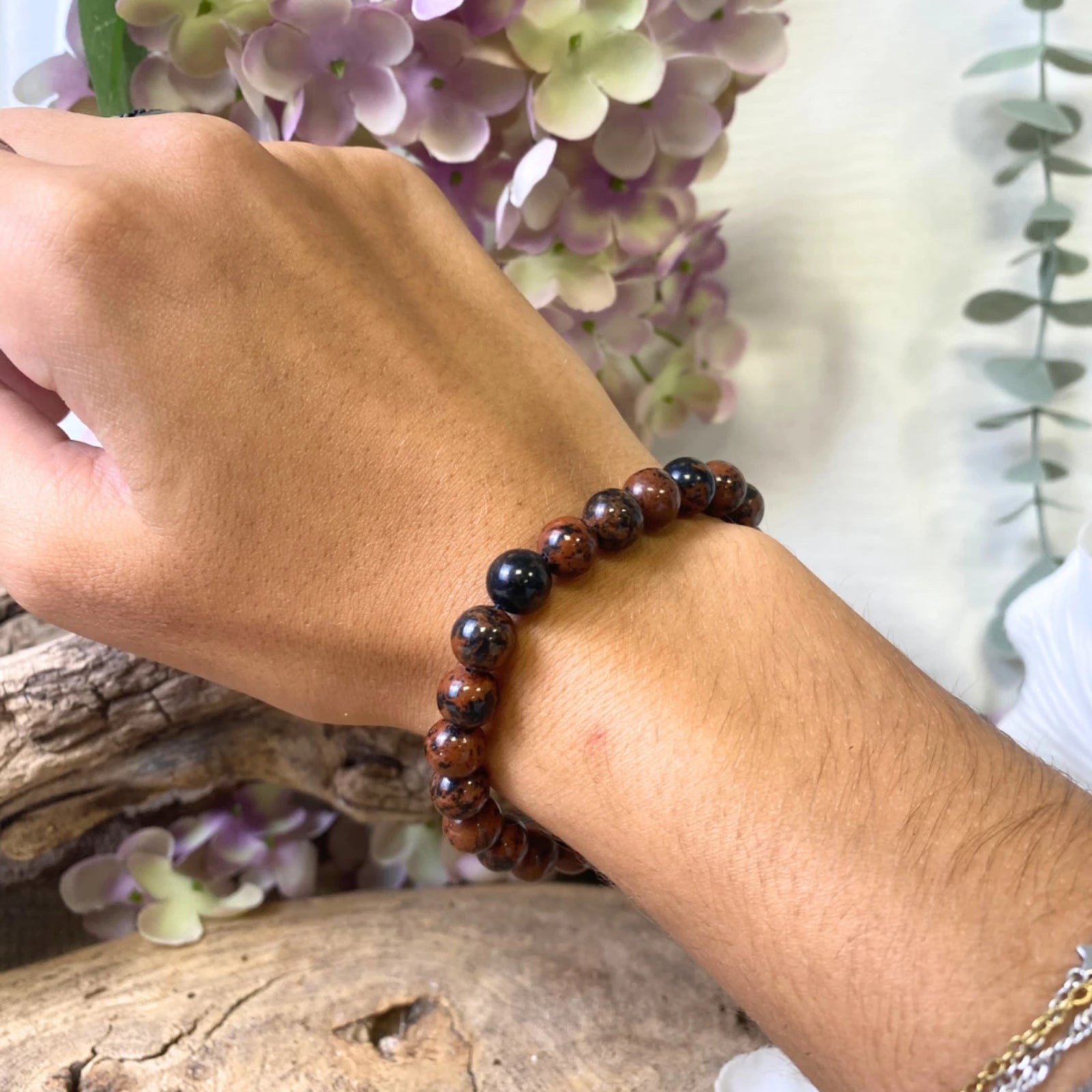 Obsidiaan mahonie powerbead armband