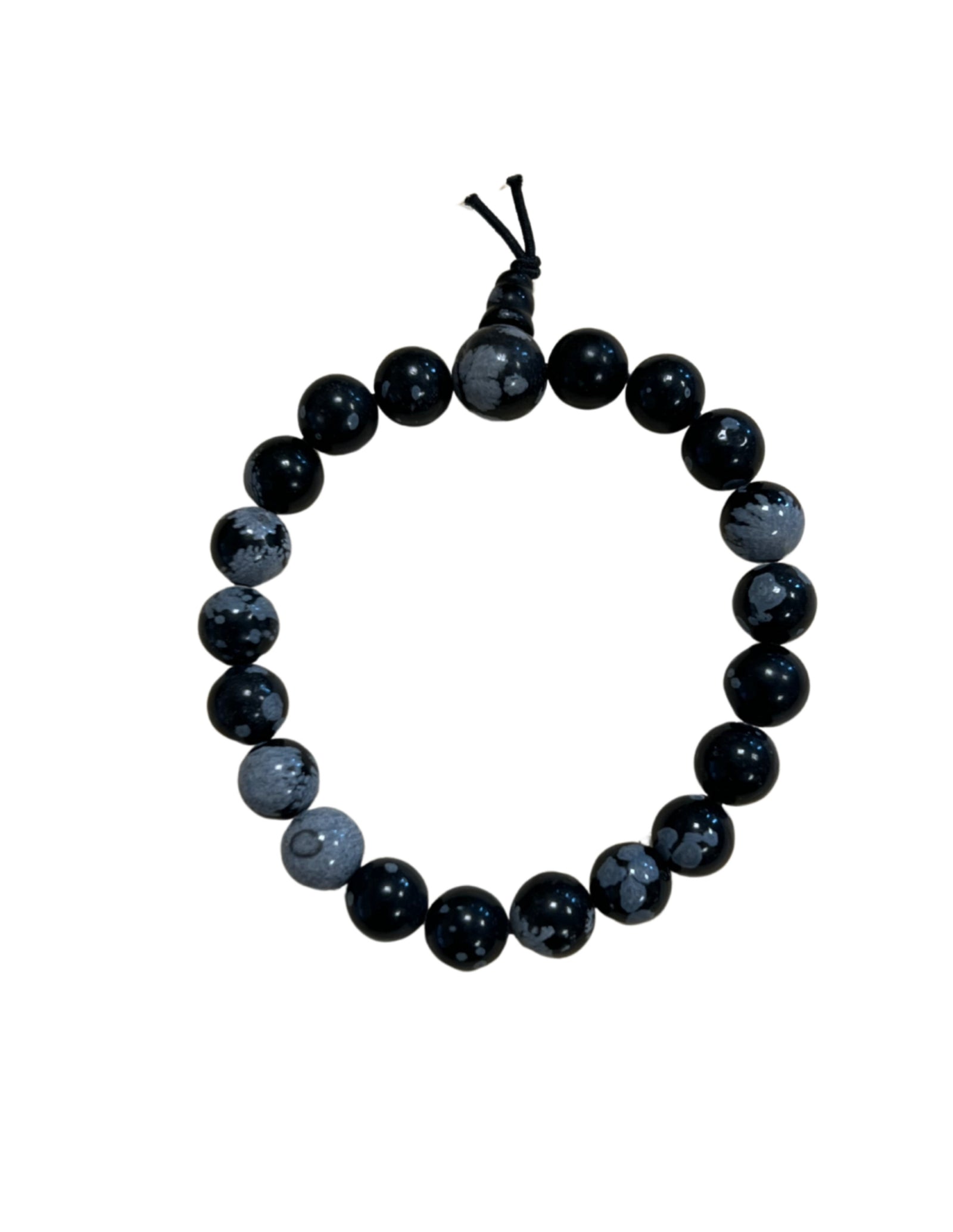 Obsidiaan sneeuwvlok powerbead armband