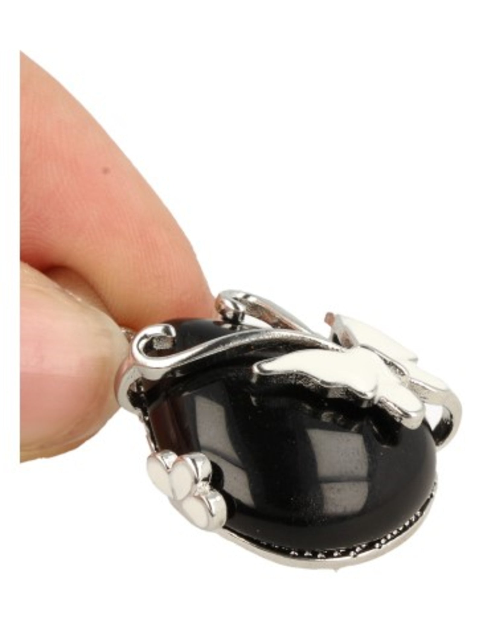 Obsidiaan zwart vlinder druppel hanger