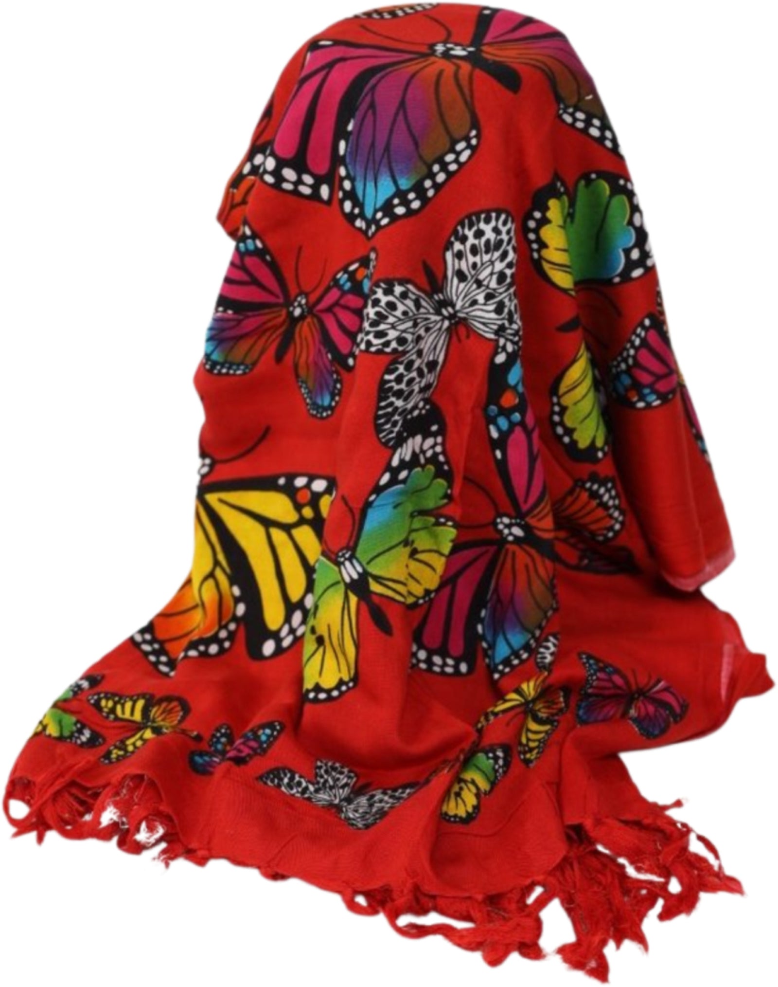 Om Namaste Sarong - 321 - vlinders - rood