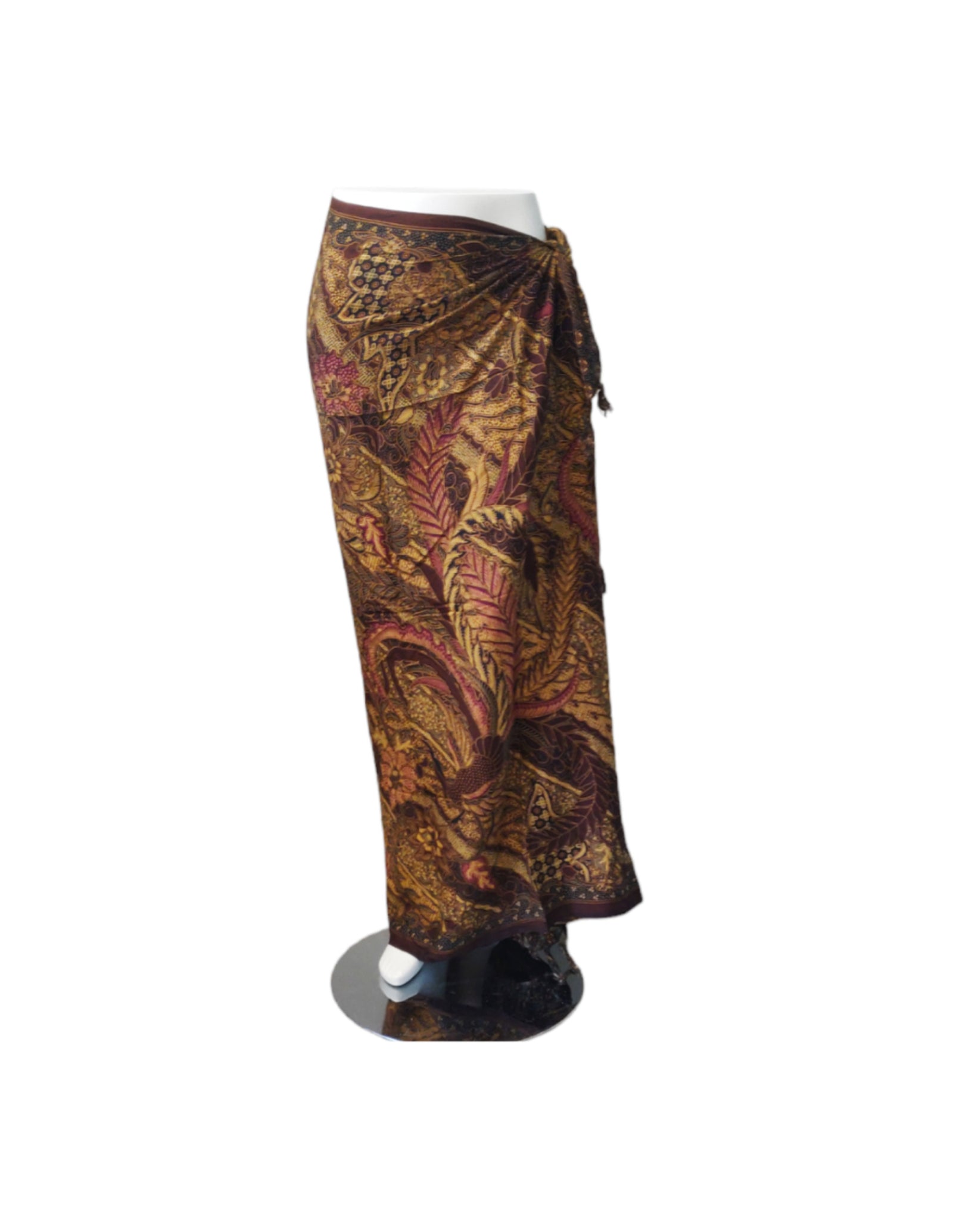 Om Namaste Sarong - 626 - Batik Vuurvogels - bruin & paars