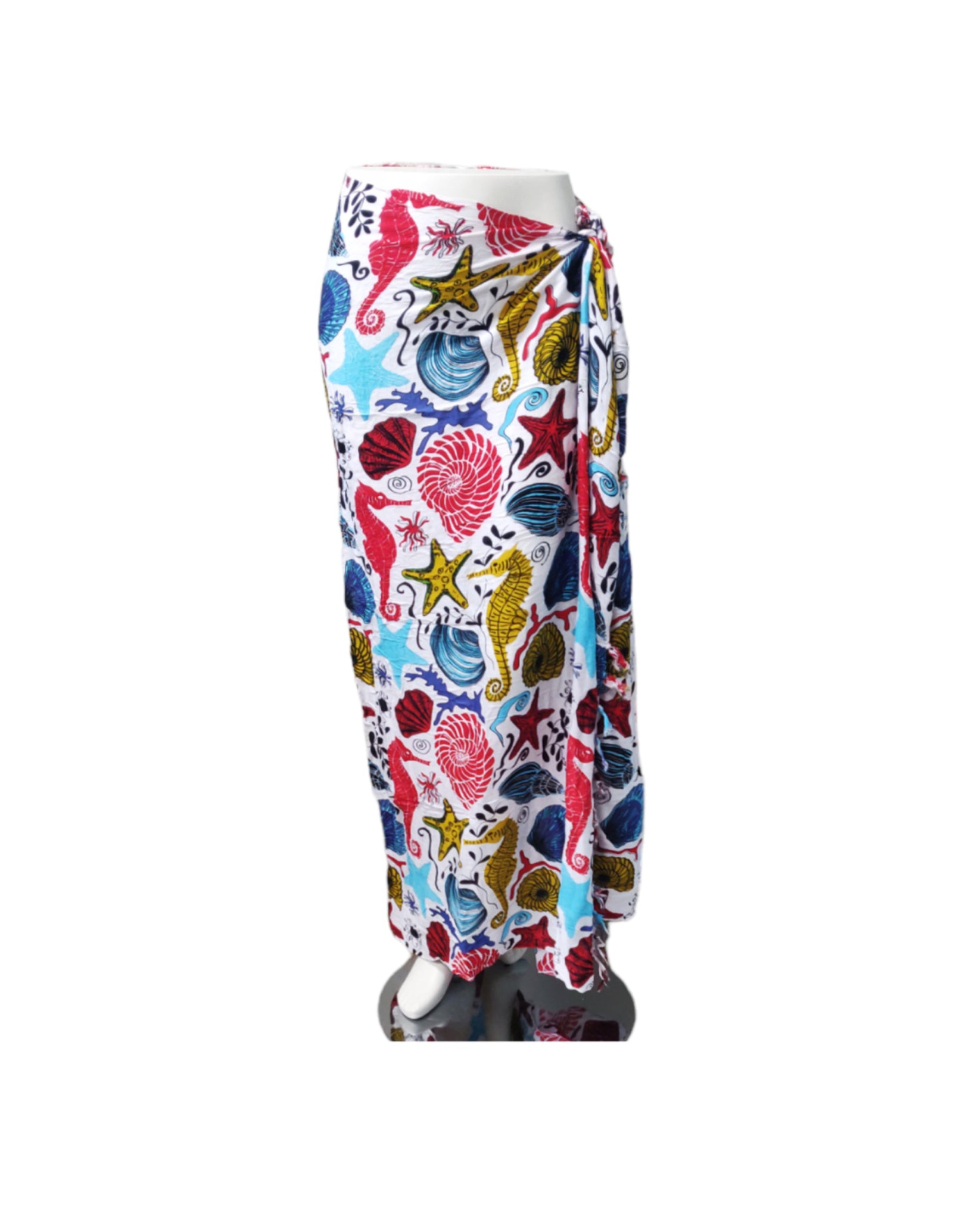 Om Namaste Sarong - 633 - Schelpen - Bont op Wit