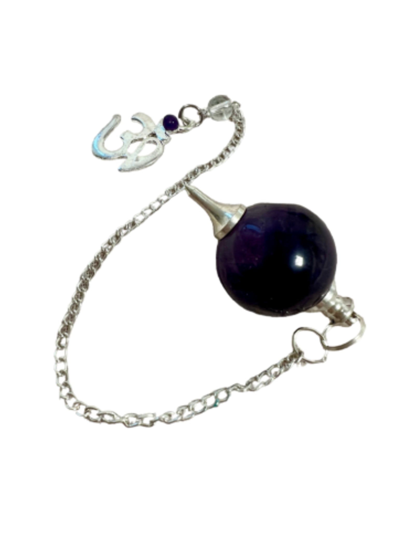 Pendel bol Amethist met Ohm teken - in gratis buideltje - nr 46 - Pendelen - spiritueel - edelsteen - chakra