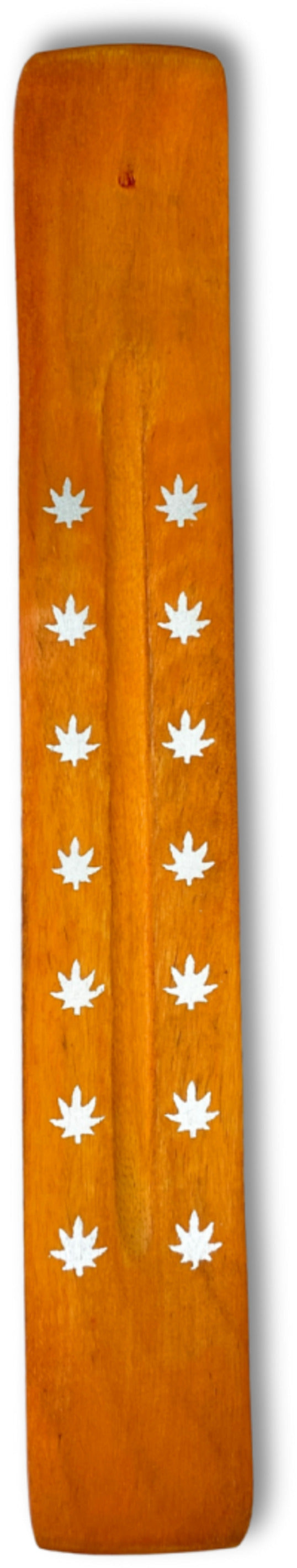 Plankje hout Blaadjes- oranje - wierook houder