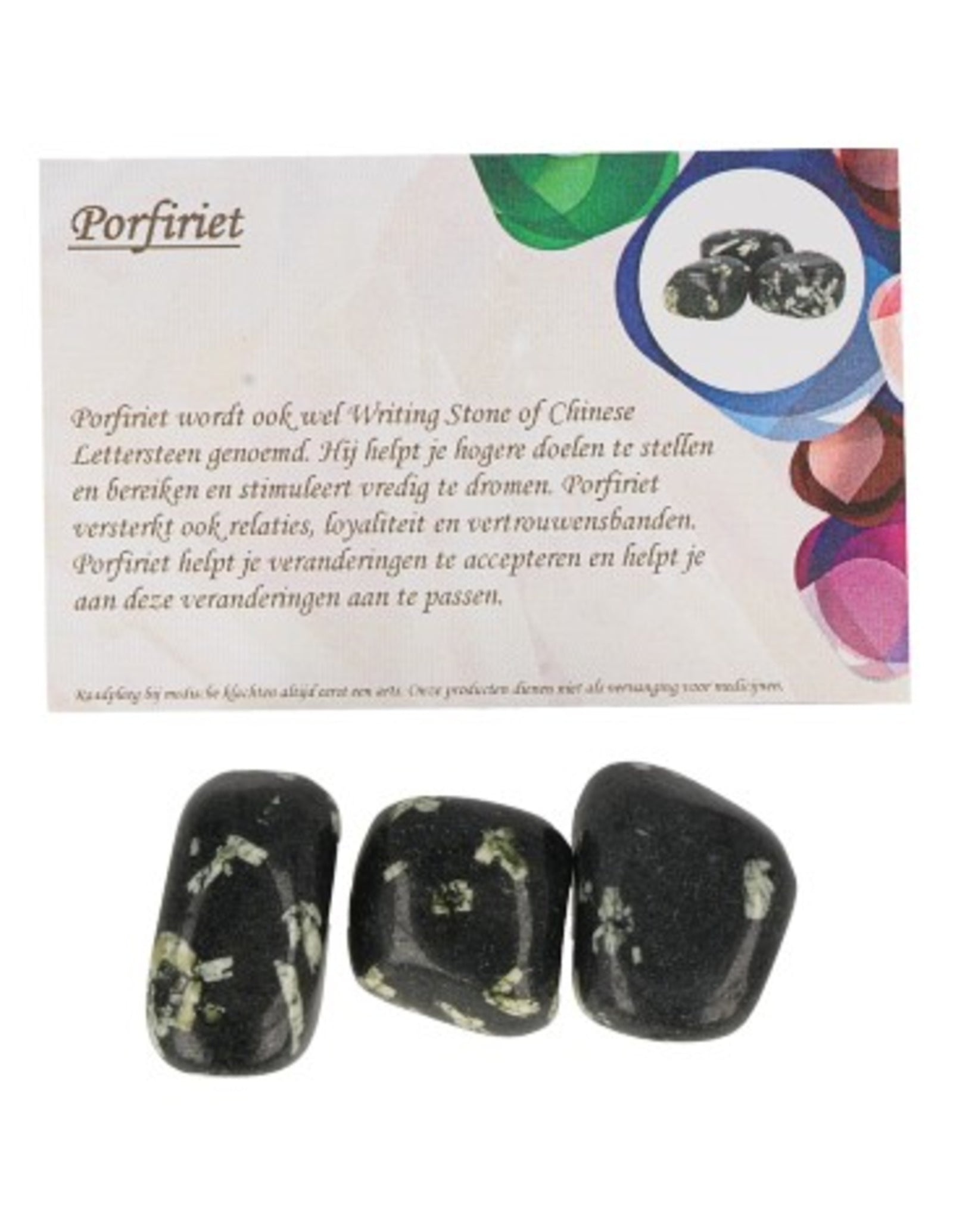 Porfiriet 50 gr. trommelstenen (mt3) met info