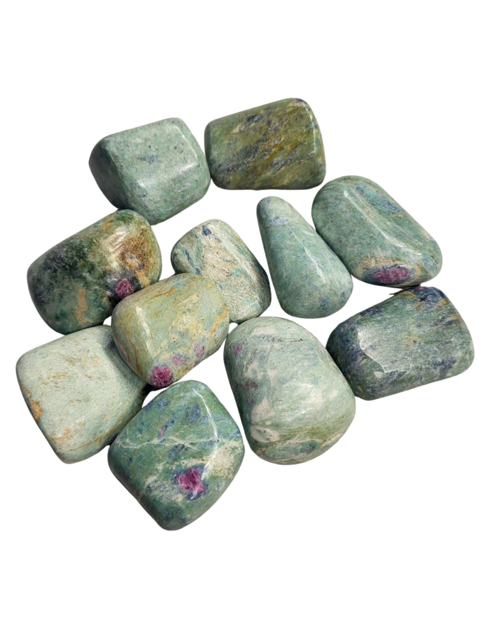 Robijn in Fuchsiet 250 gr. trommelstenen (mt3)