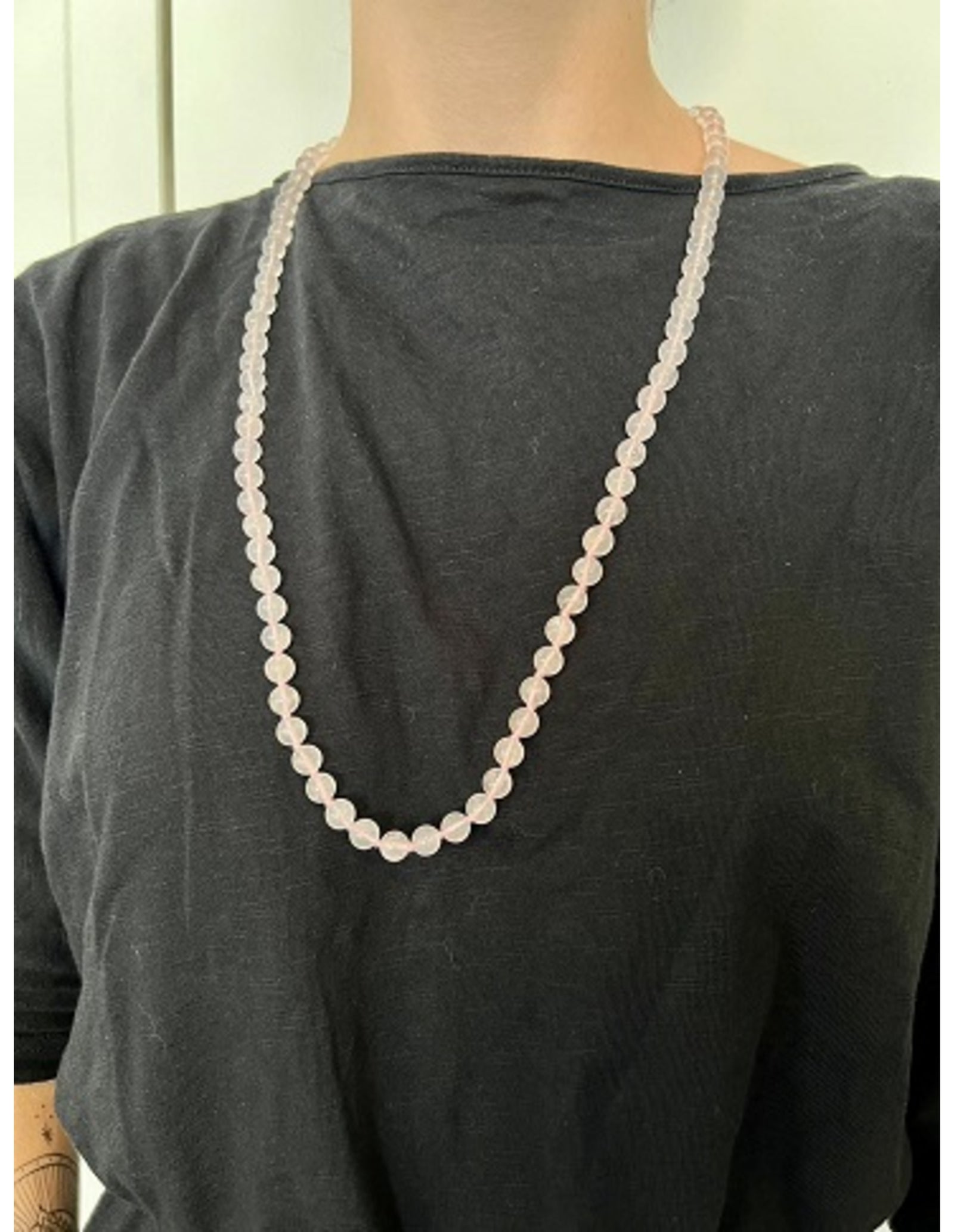 Roze kwarts 8mm kralen ketting 80 cm